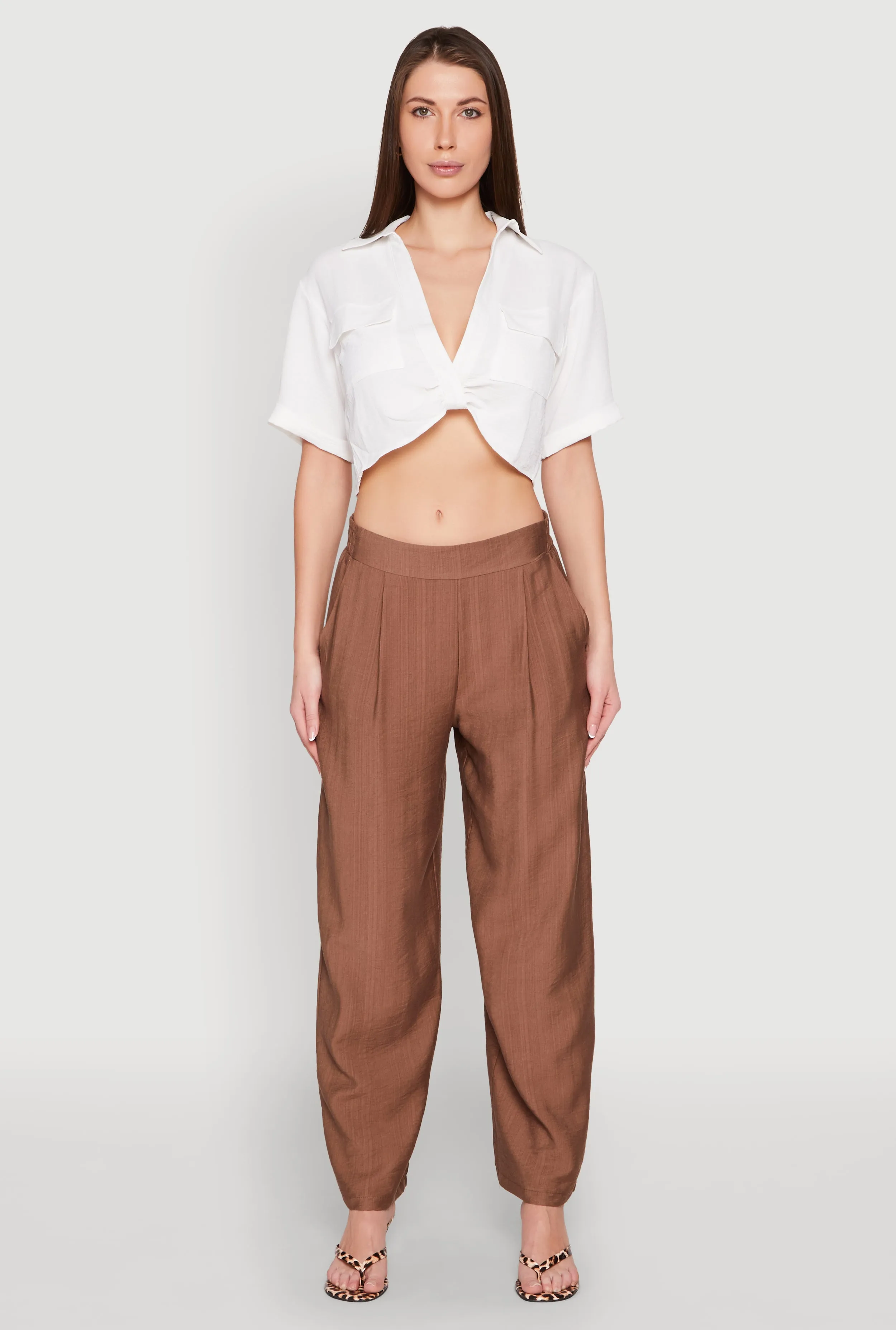 Crepe Knit Plunge Twist Front Shirt sold by Rainbow product image thumbnail 3