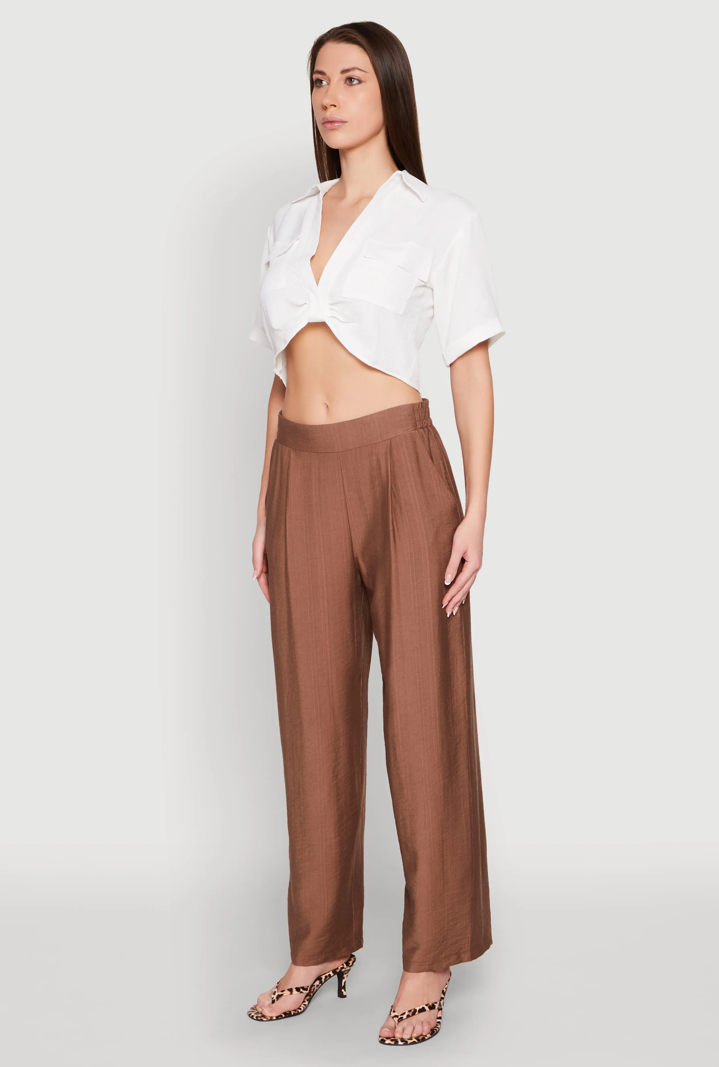 Crepe Knit Plunge Twist Front Shirt sold by Rainbow product image thumbnail 5