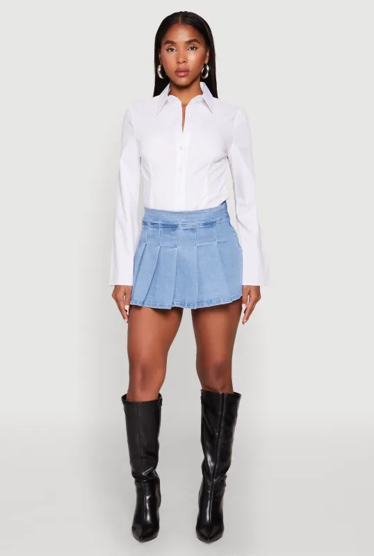 Haute Monde Denim Pleated Skirt sold by Rainbow