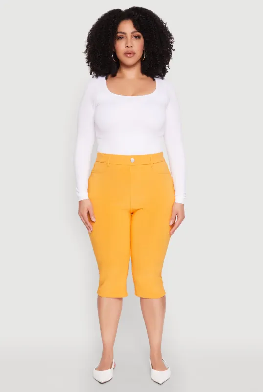 Plus Size Basic Scuba Capri Pants sold by Rainbow