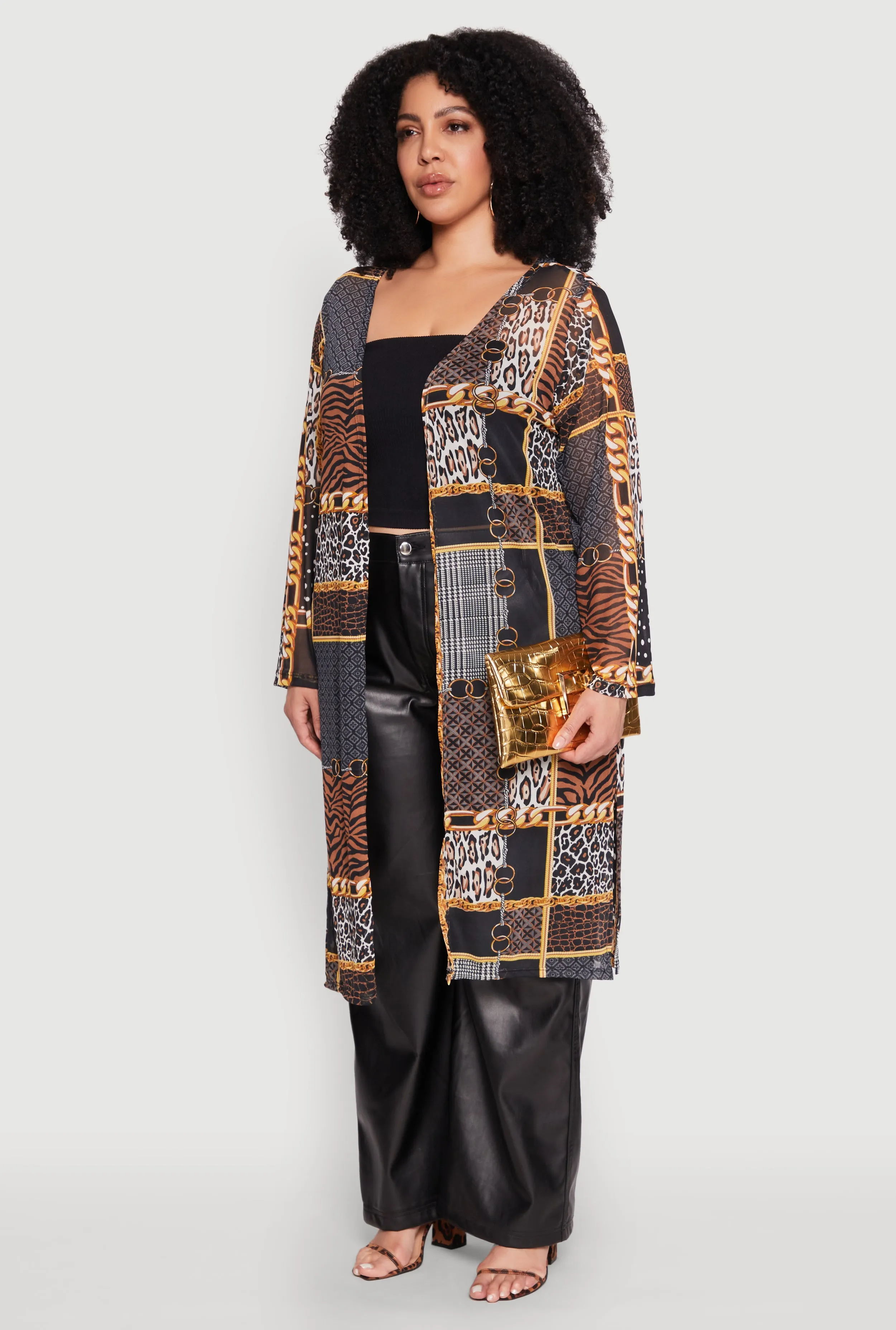 Plus Size Patterned Chain Print Mesh Duster sold by Rainbow product image thumbnail 3