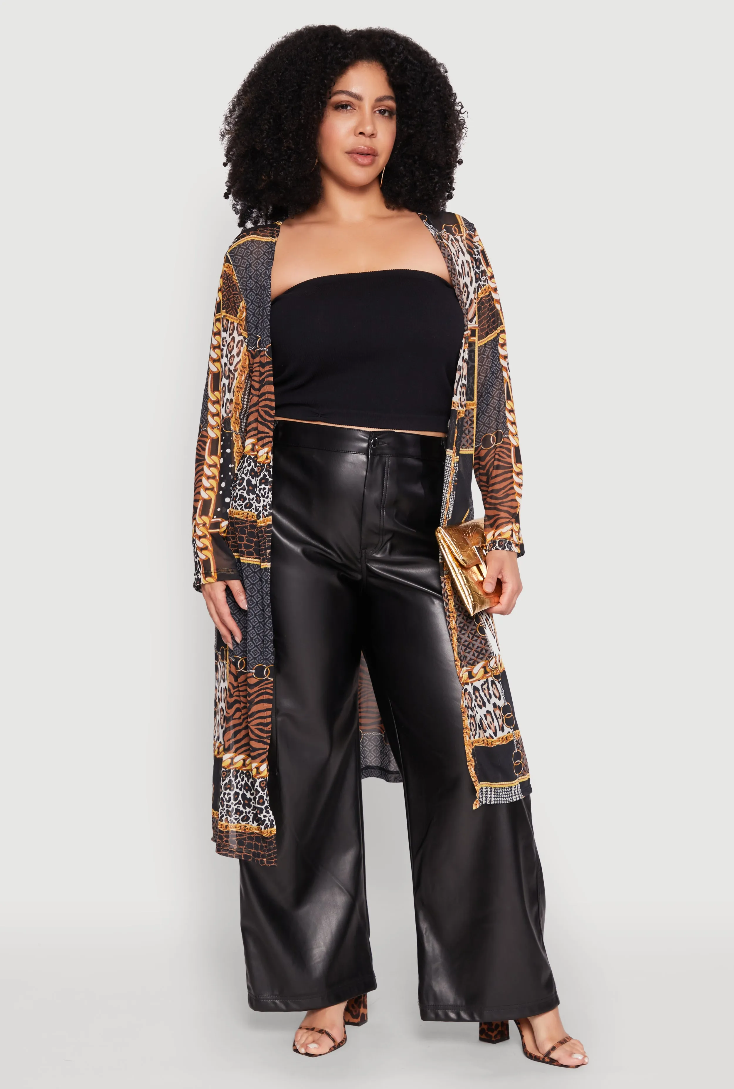 Plus Size Patterned Chain Print Mesh Duster sold by Rainbow product image thumbnail 2