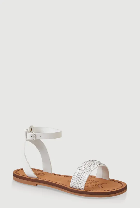 Girls Rhinestone Ankle Strap Sandals sold by Rainbow