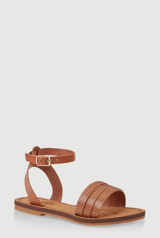 Girls Triple Rhinestone Band Sandals sold by Rainbow