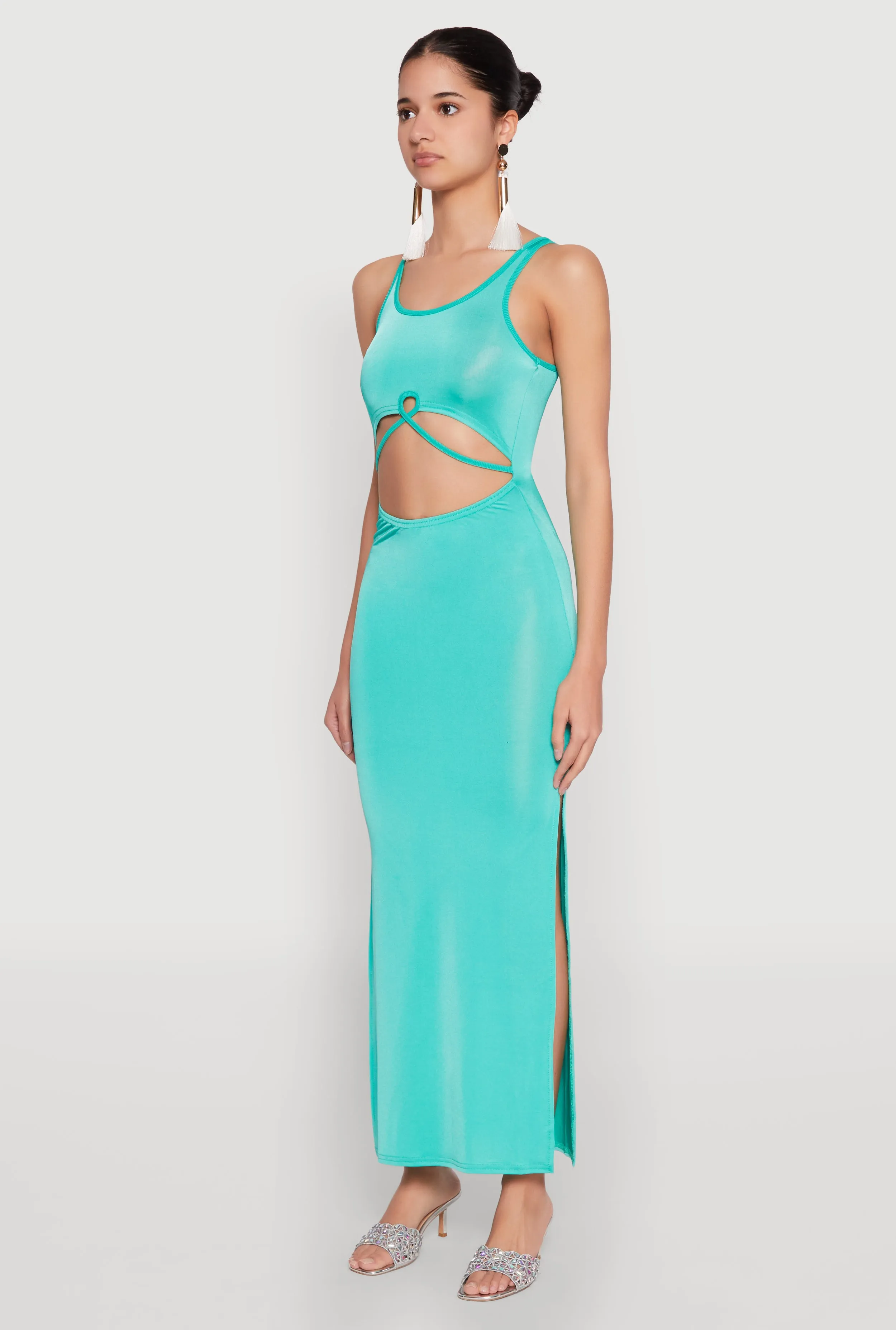 Cut Out Front Side Slit Maxi Dress sold by Rainbow product image thumbnail 3