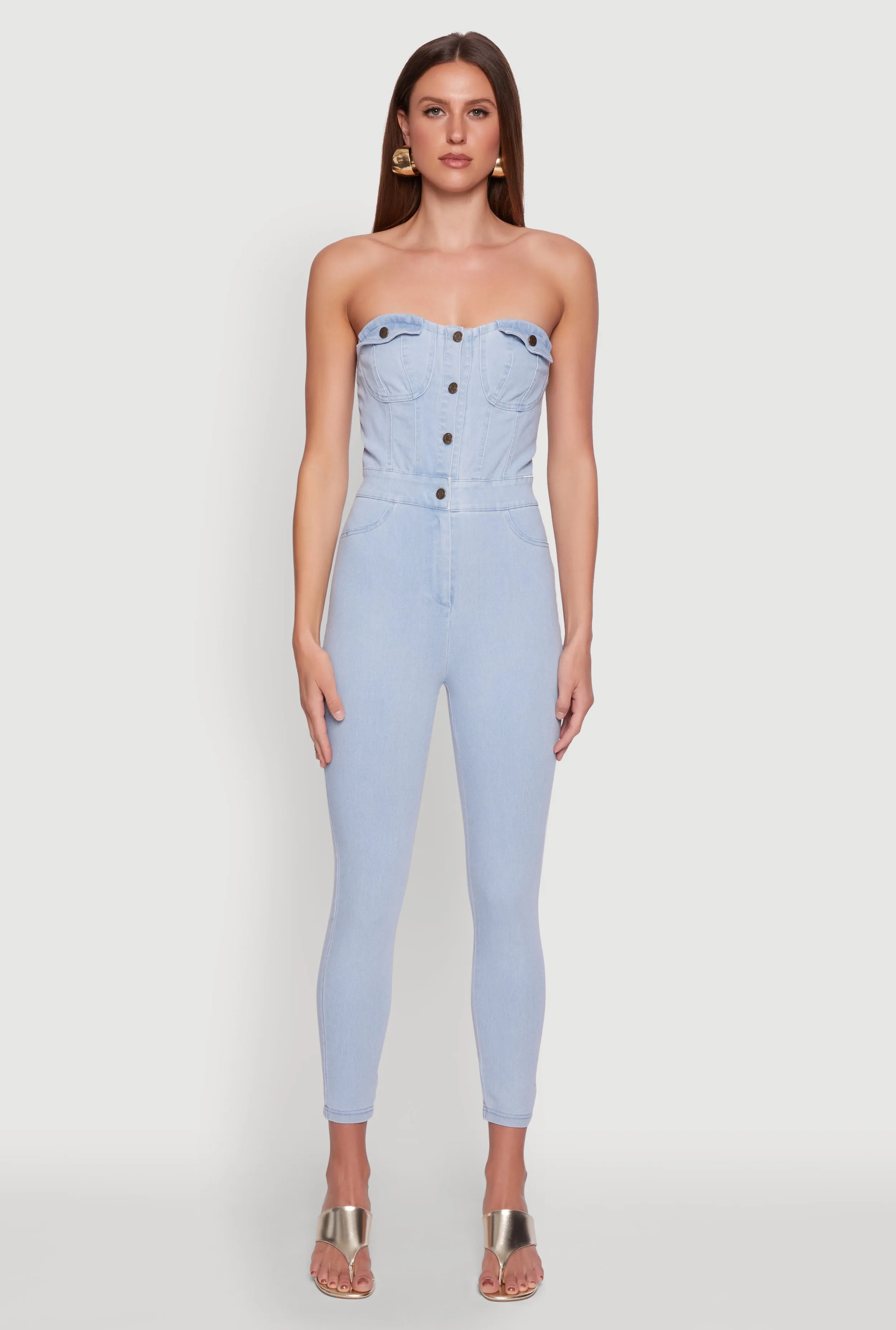 Haute Monde Denim Sweetheart Neckline Jumpsuit sold by Rainbow product image thumbnail 2