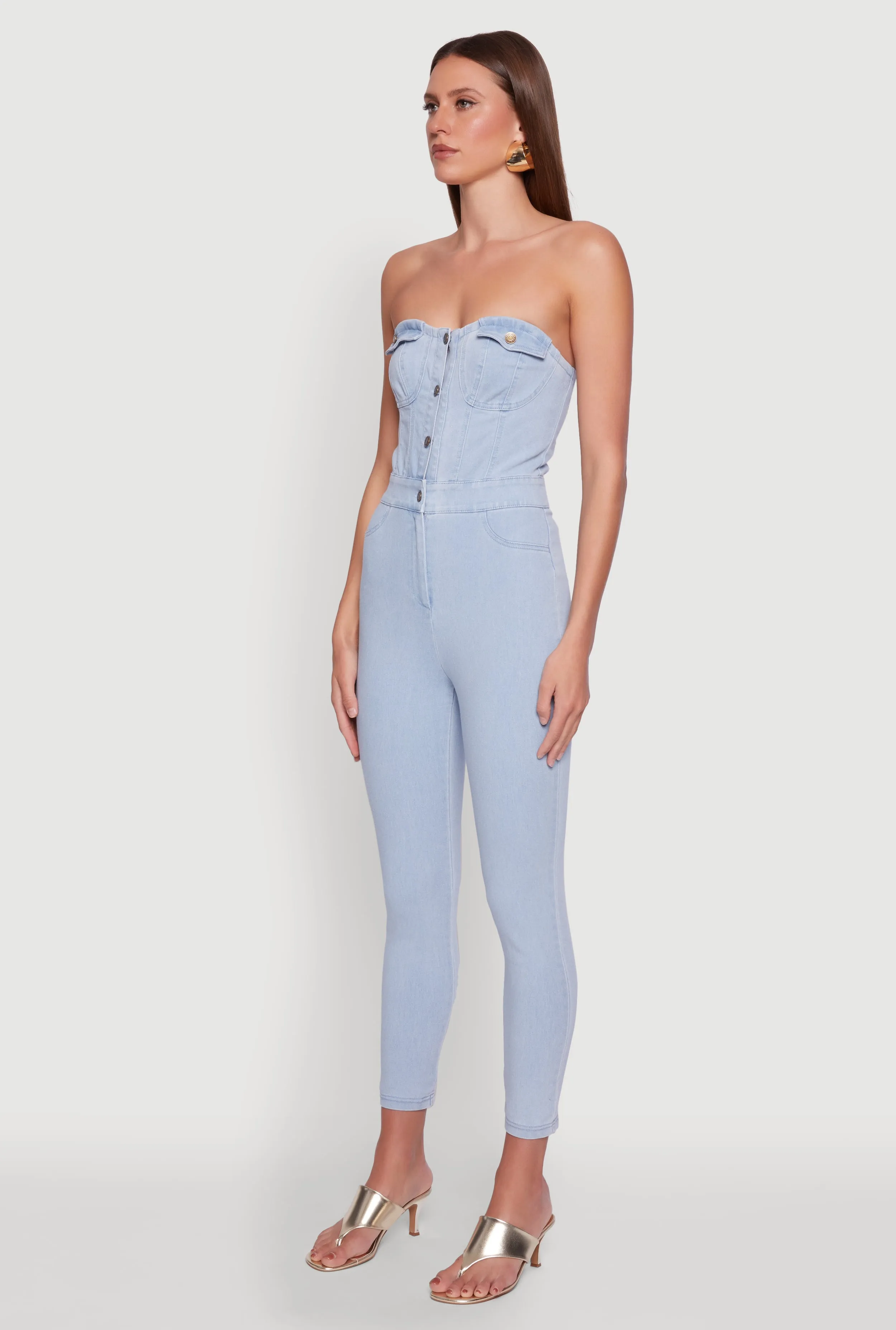 Haute Monde Denim Sweetheart Neckline Jumpsuit sold by Rainbow product image thumbnail 3