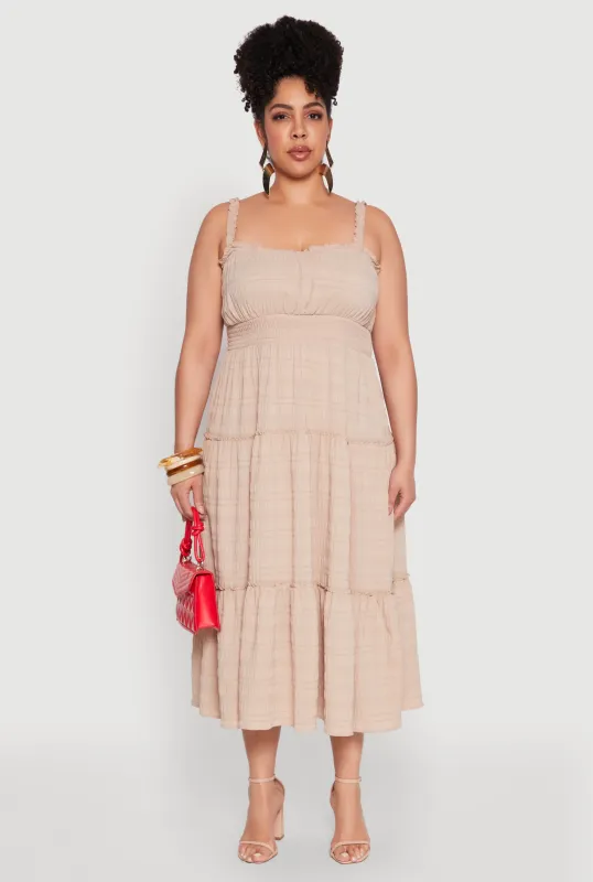 Plus Size Almost Famous Smocked Tiered Dress made by Almost Famous