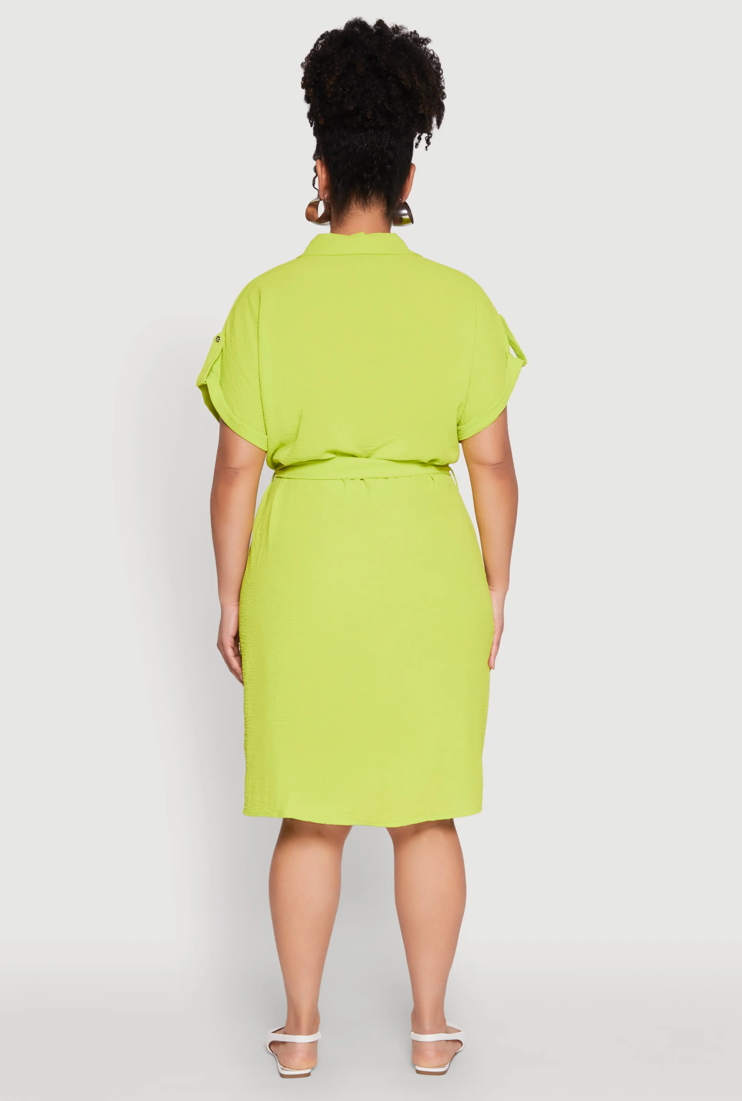 Plus Size Crepe Knit Half Button Shirt Dress sold by Rainbow product image thumbnail 5