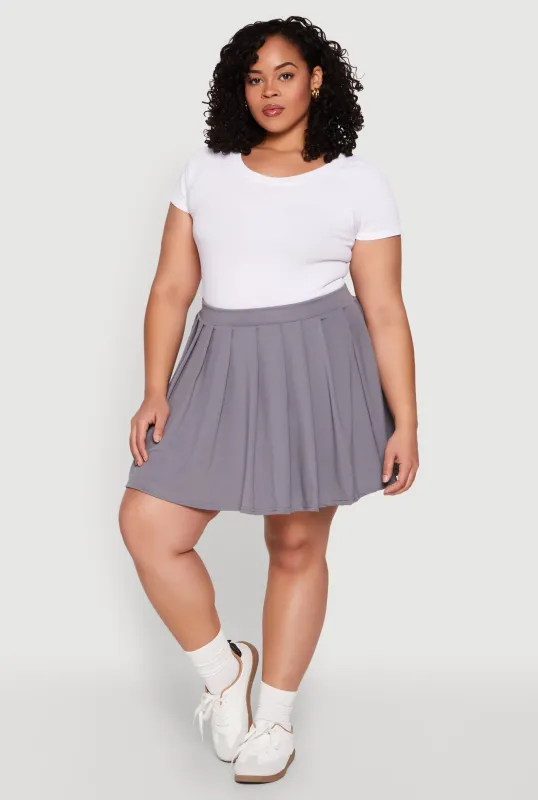 Plus Size High Waisted Pleated Tennis Skirt sold by Rainbow
