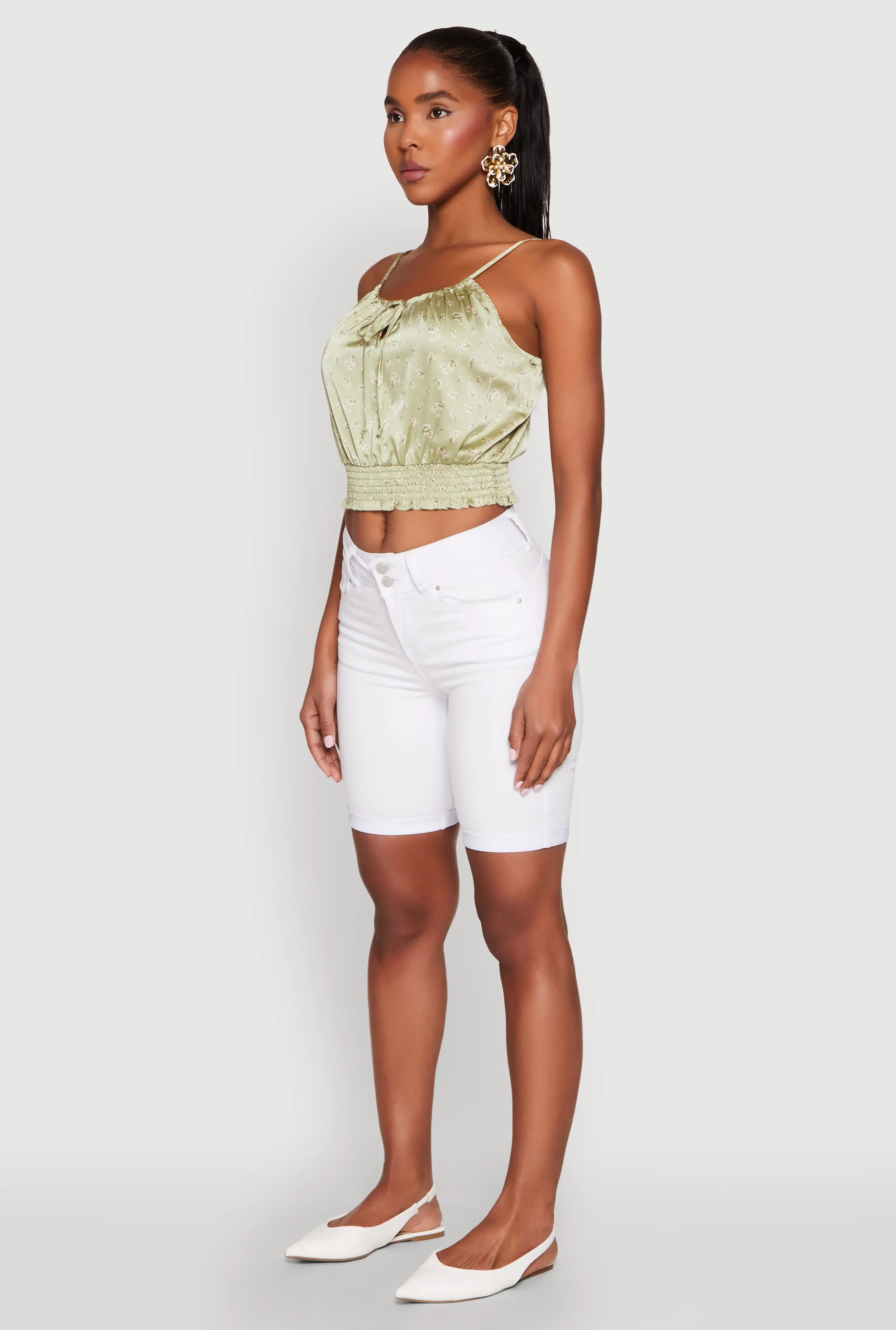 Satin Floral Print Smocked Cami sold by Rainbow product image thumbnail 5