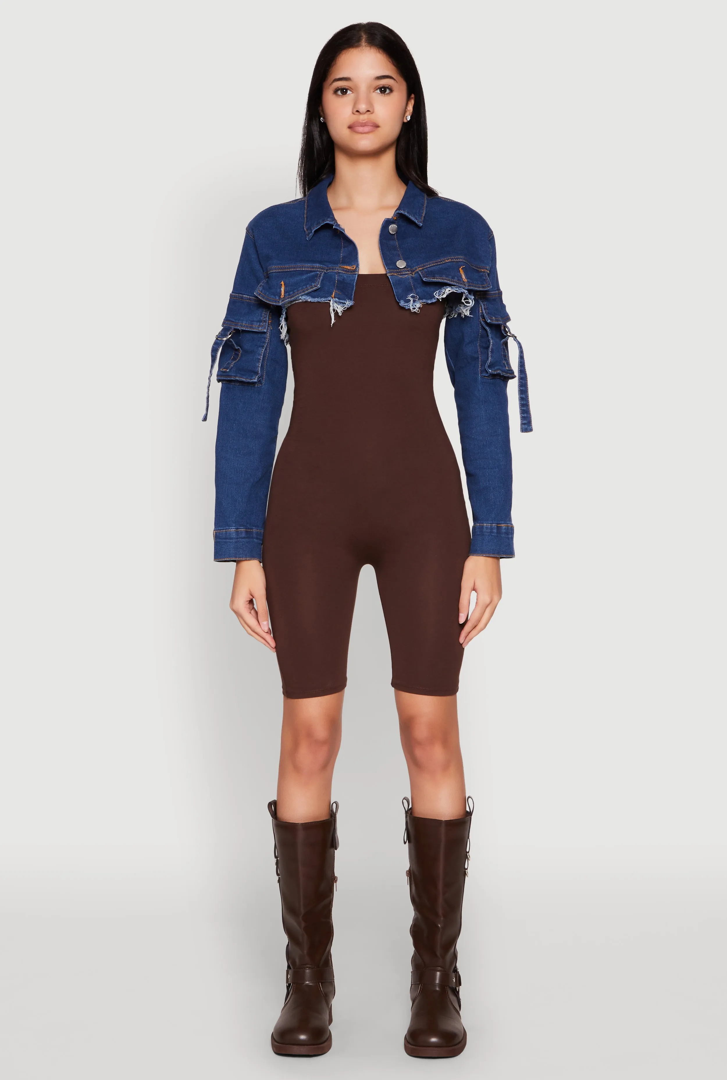 Daisy Cargo Pocket Sleeve Bolero Jean Jacket sold by Rainbow product image thumbnail 3