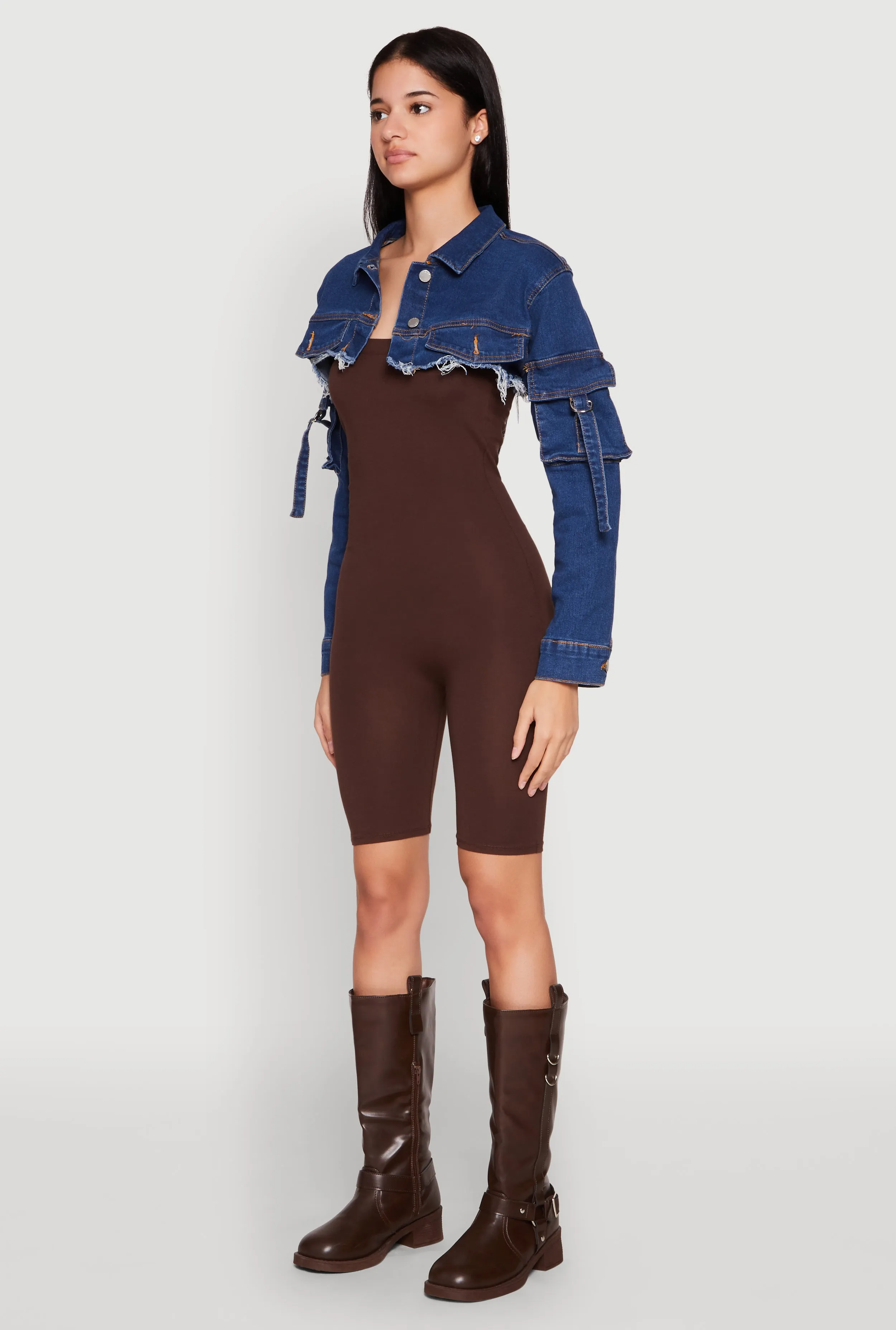 Daisy Cargo Pocket Sleeve Bolero Jean Jacket sold by Rainbow product image thumbnail 5