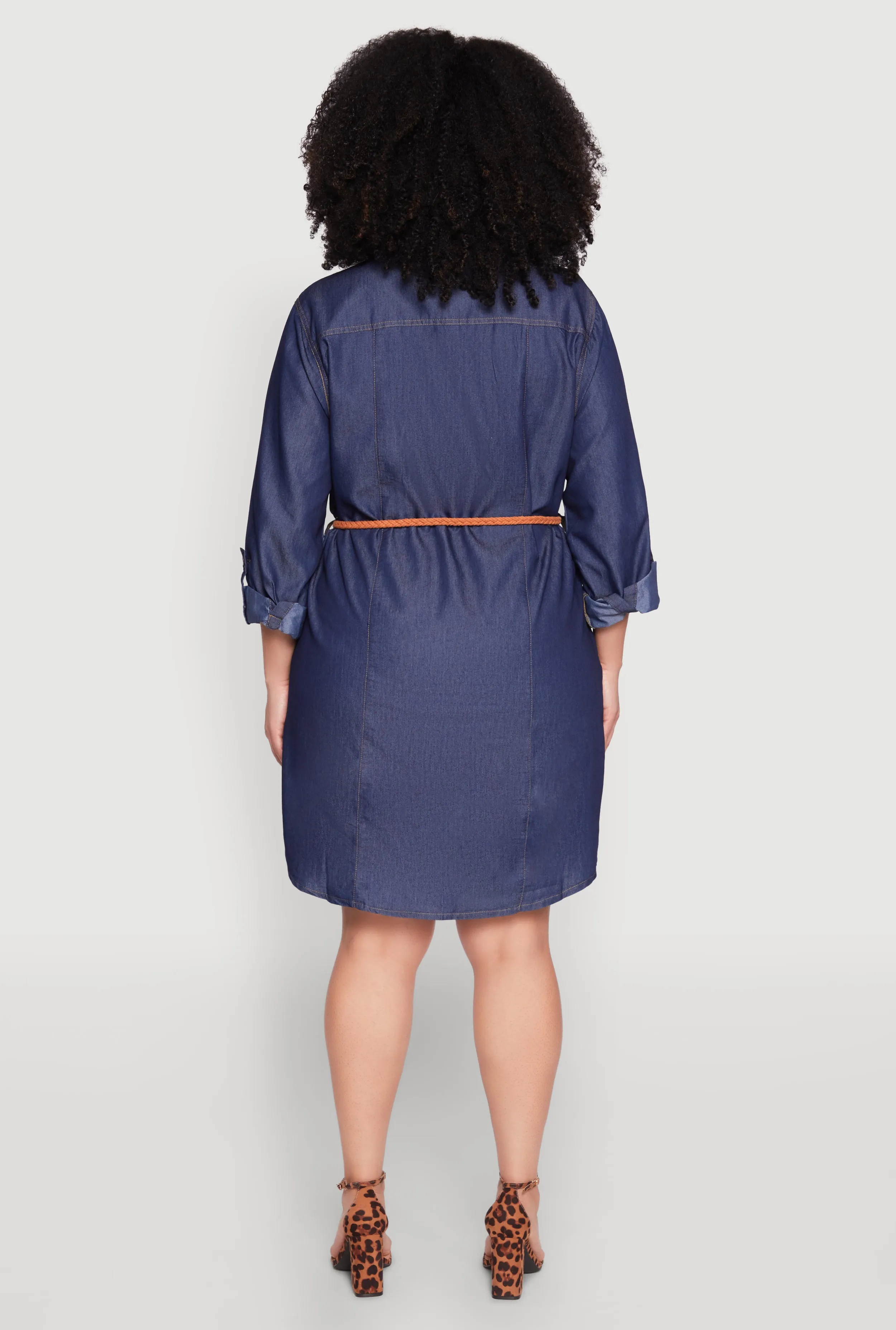 Plus Size Chambray Belted Shirt Dress sold by Rainbow product image thumbnail 5