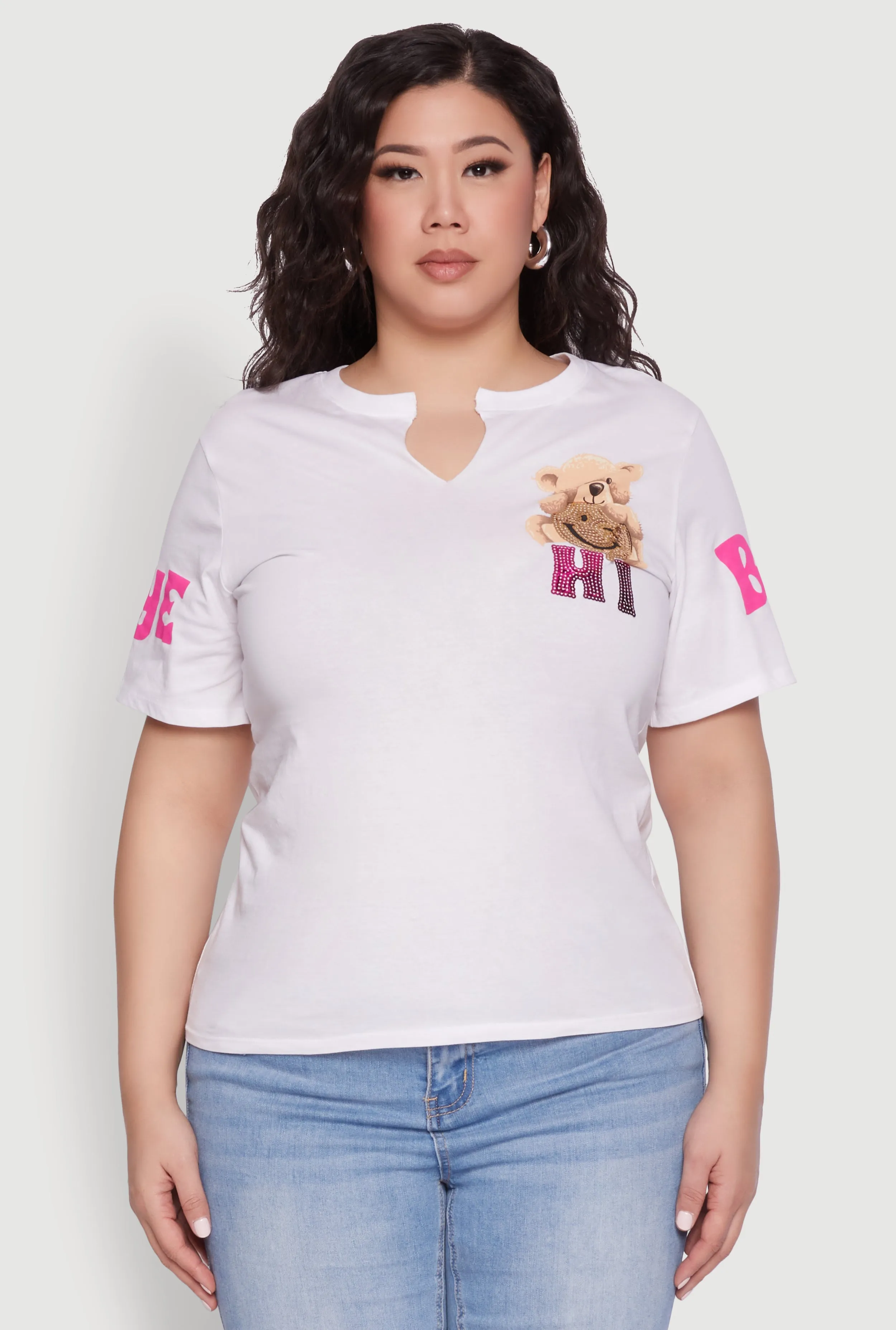 Plus Size Sequin Greetings Bear Graphic Tee sold by Rainbow product image thumbnail 2