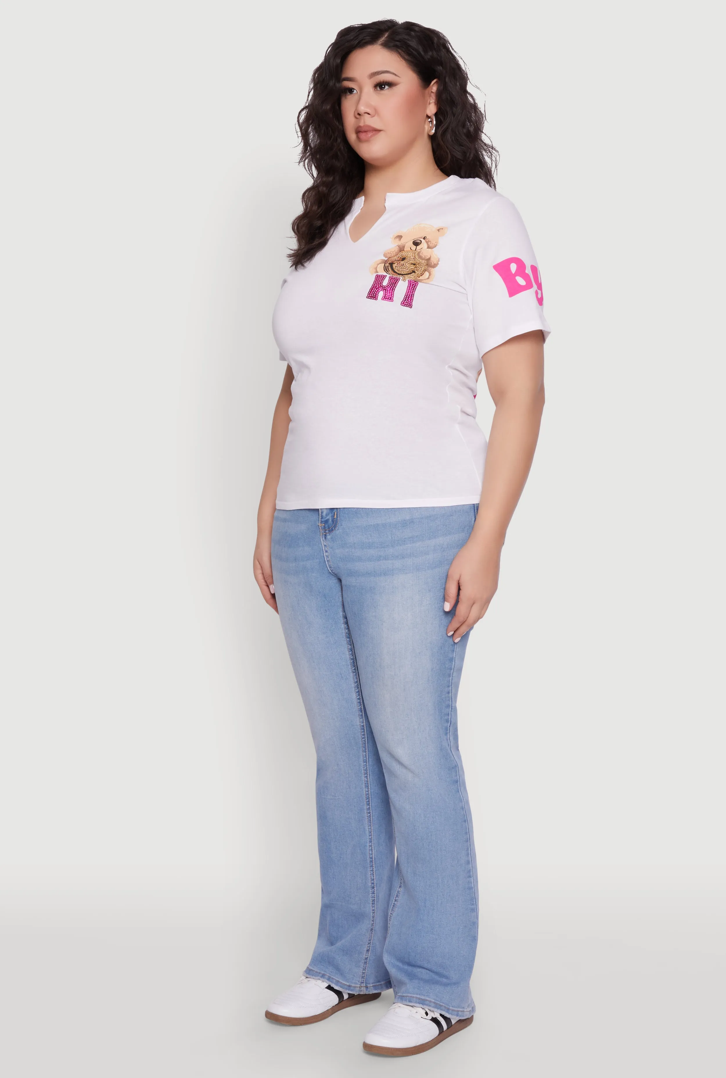 Plus Size Sequin Greetings Bear Graphic Tee sold by Rainbow product image thumbnail 5