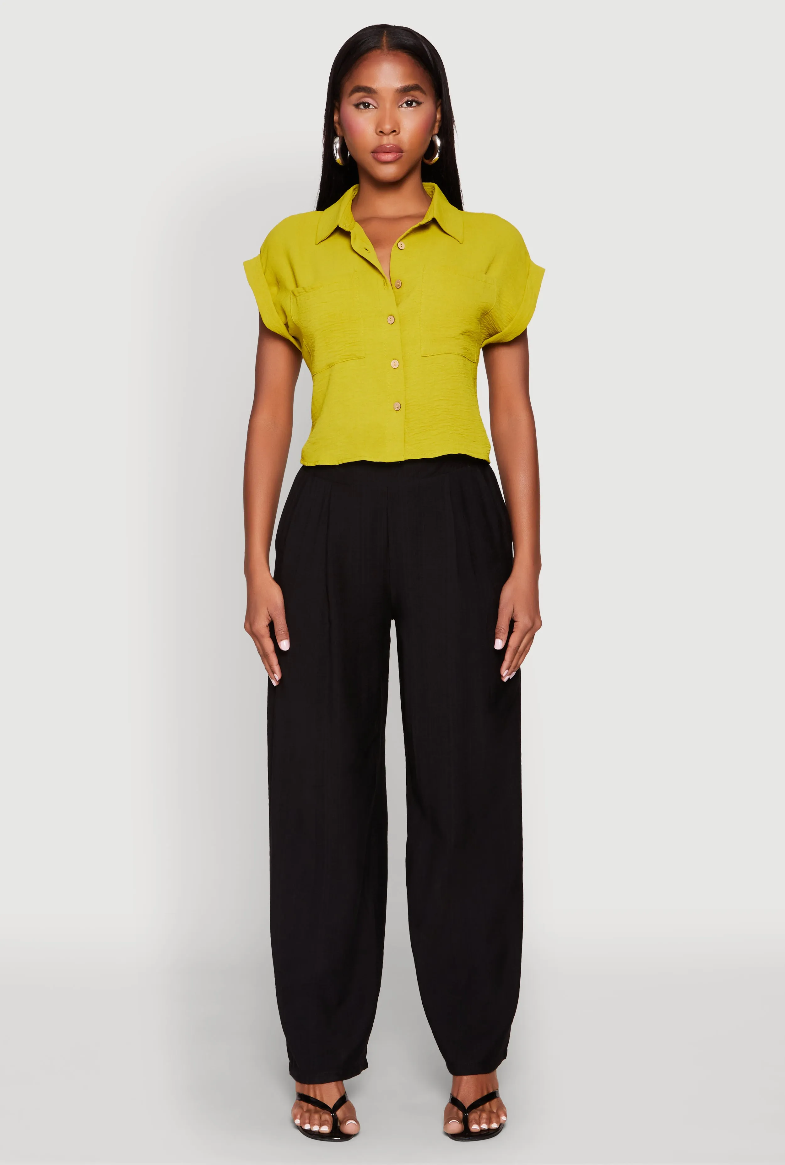 Crepe Knit Cropped Shirt sold by Rainbow product image thumbnail 3