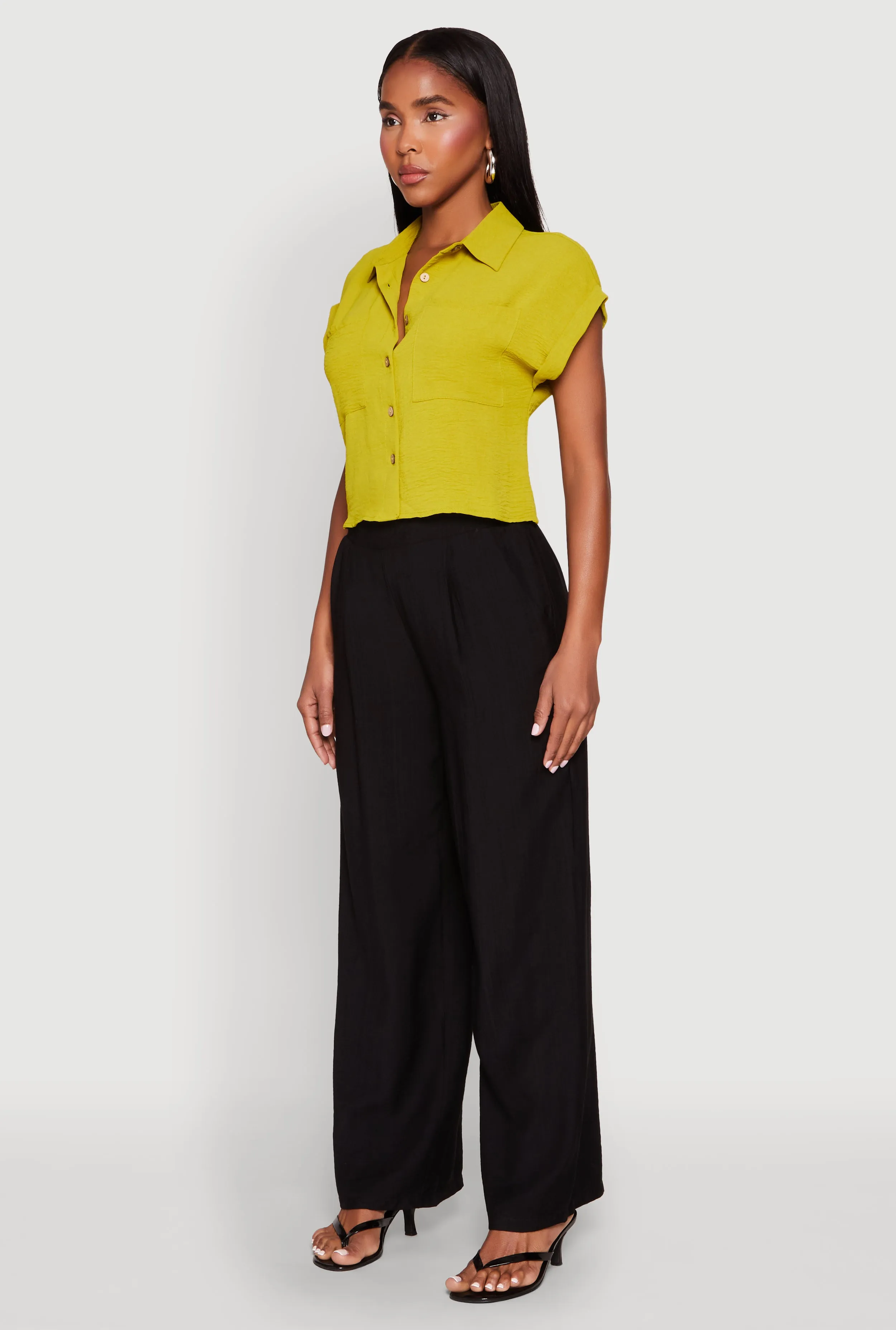 Crepe Knit Cropped Shirt sold by Rainbow product image thumbnail 5