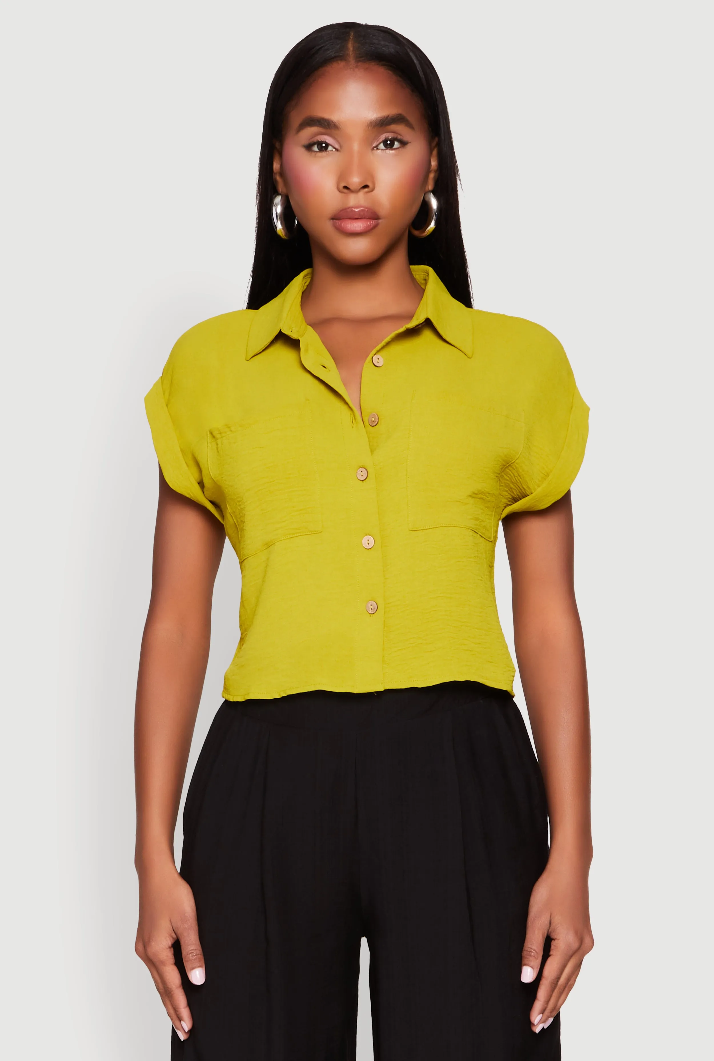 Crepe Knit Cropped Shirt sold by Rainbow product image thumbnail 2