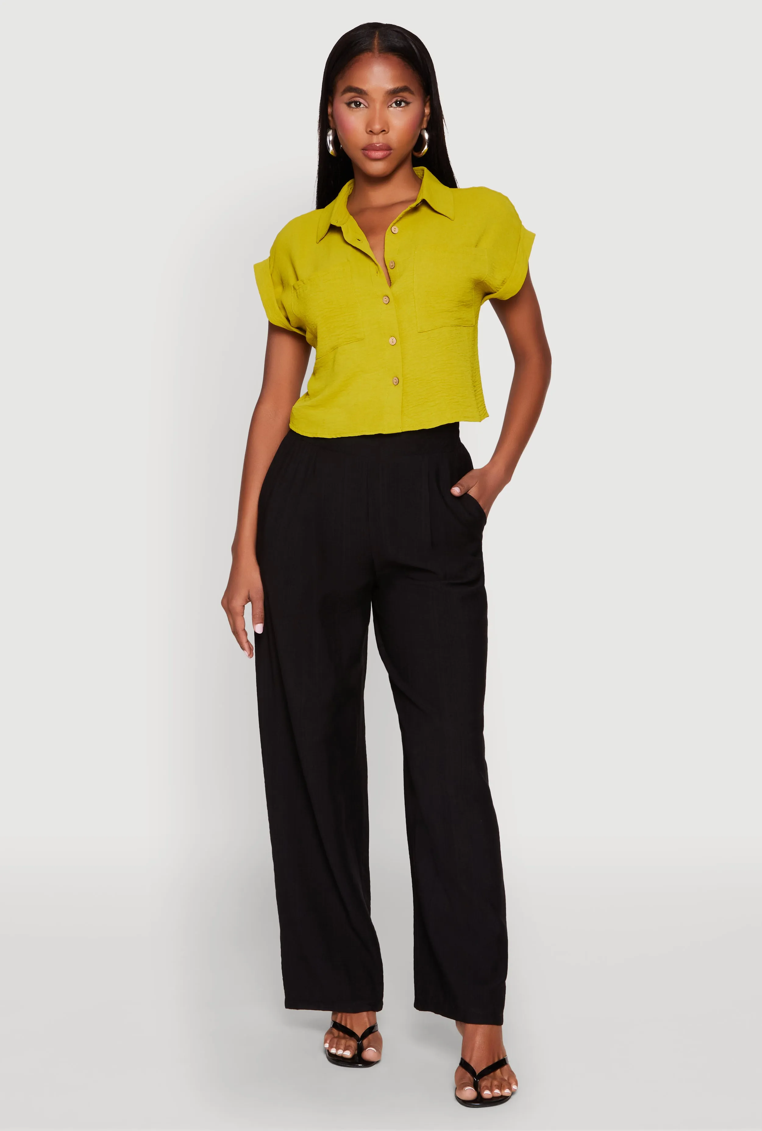 Crepe Knit Cropped Shirt sold by Rainbow