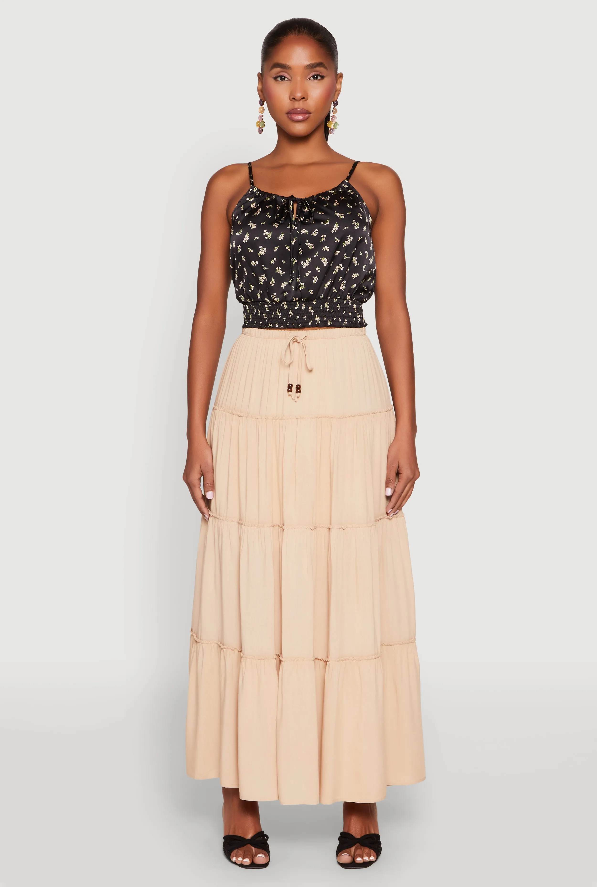 Satin Floral Print Smocked Cami sold by Rainbow