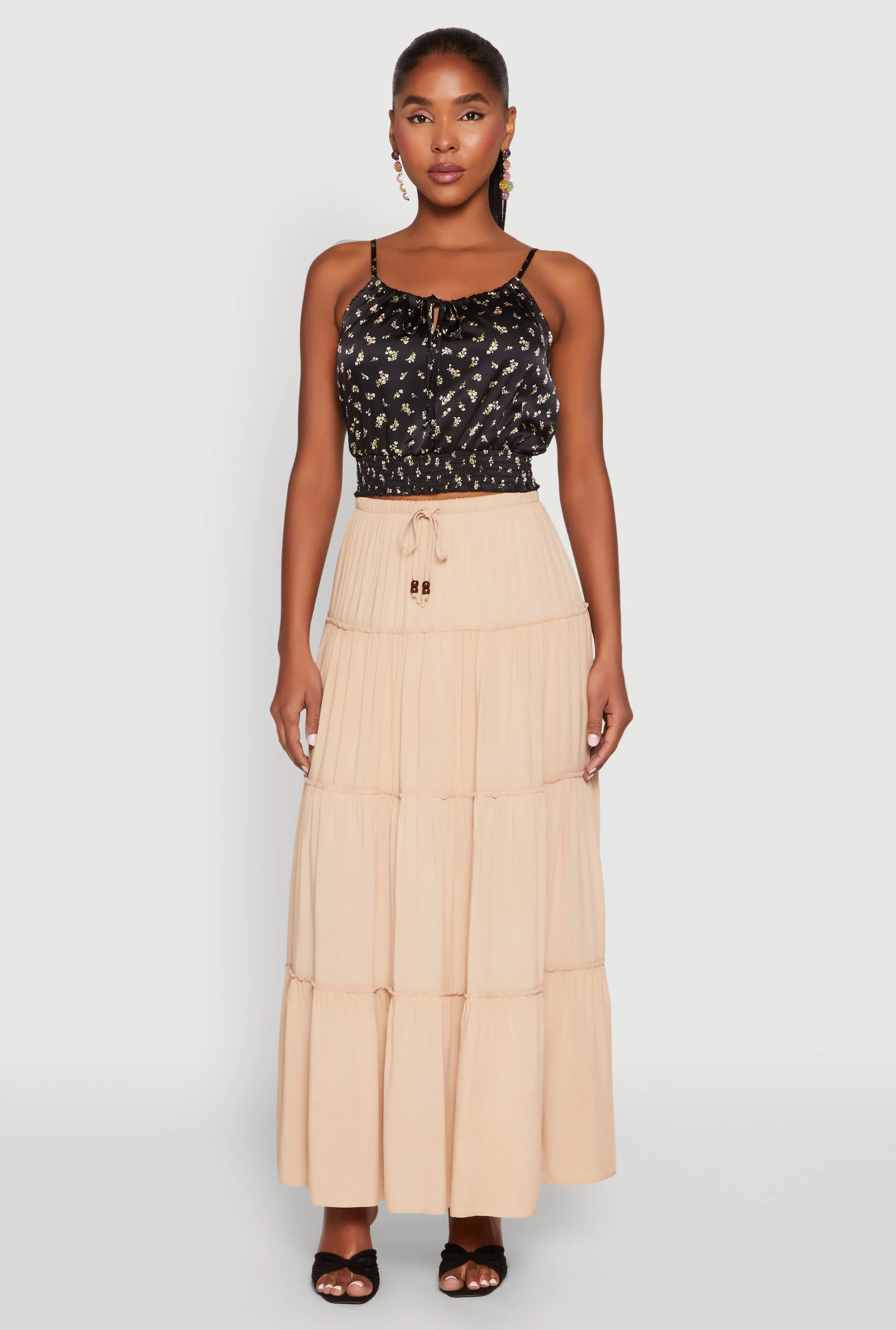 Satin Floral Print Smocked Cami sold by Rainbow product image thumbnail 3