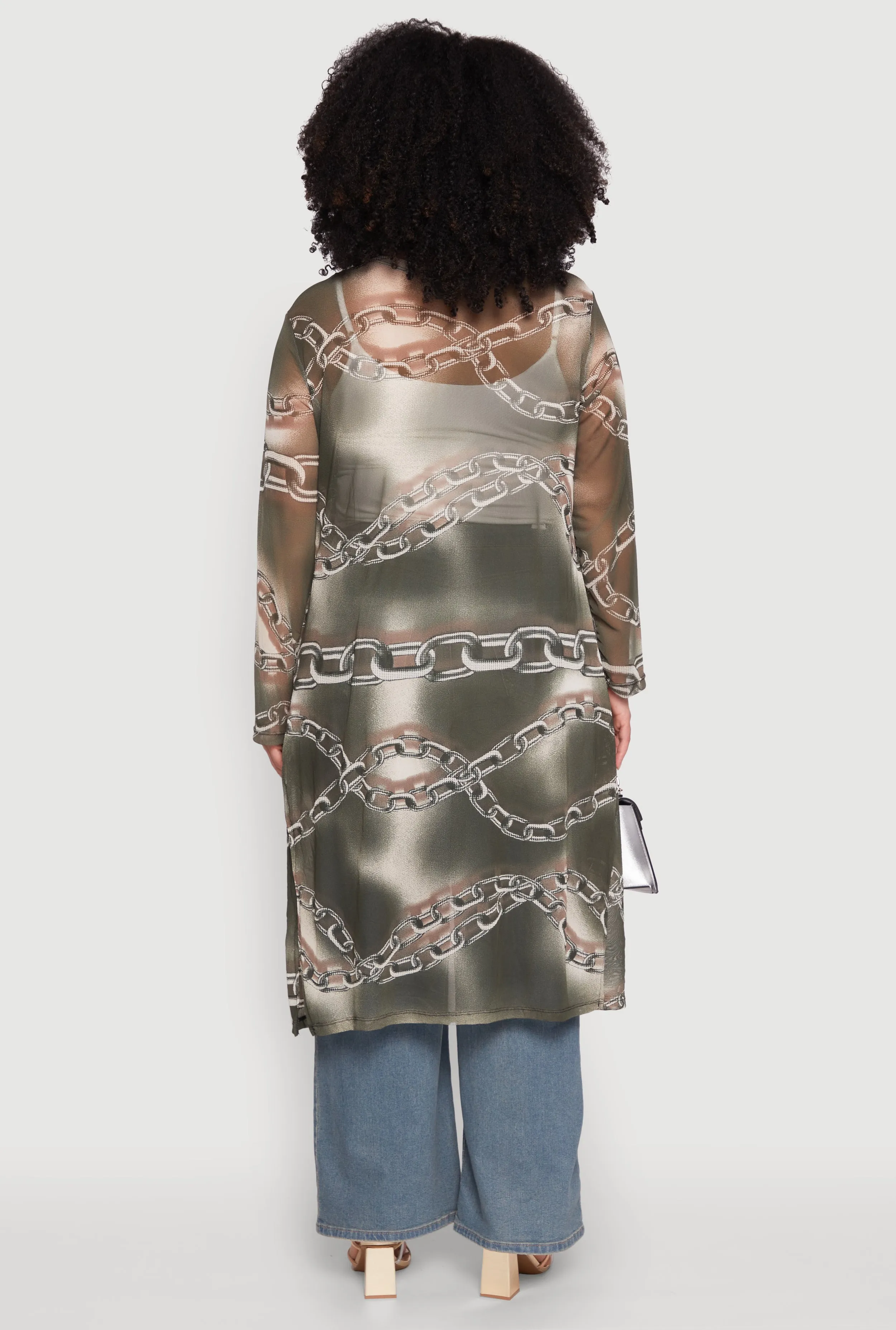 Plus Size Patterned Chain Print Mesh Duster sold by Rainbow product image thumbnail 5