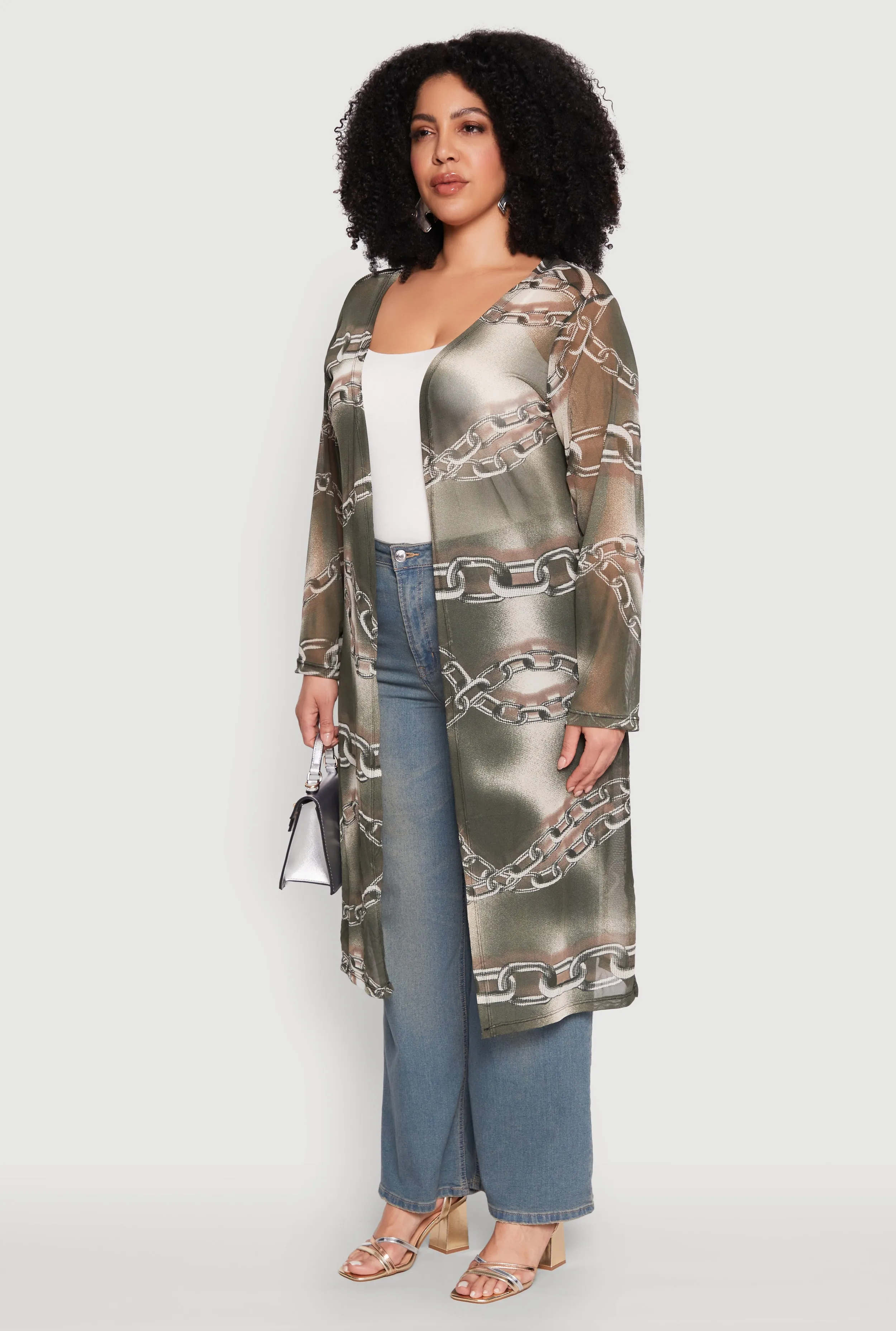 Plus Size Patterned Chain Print Mesh Duster sold by Rainbow product image thumbnail 3