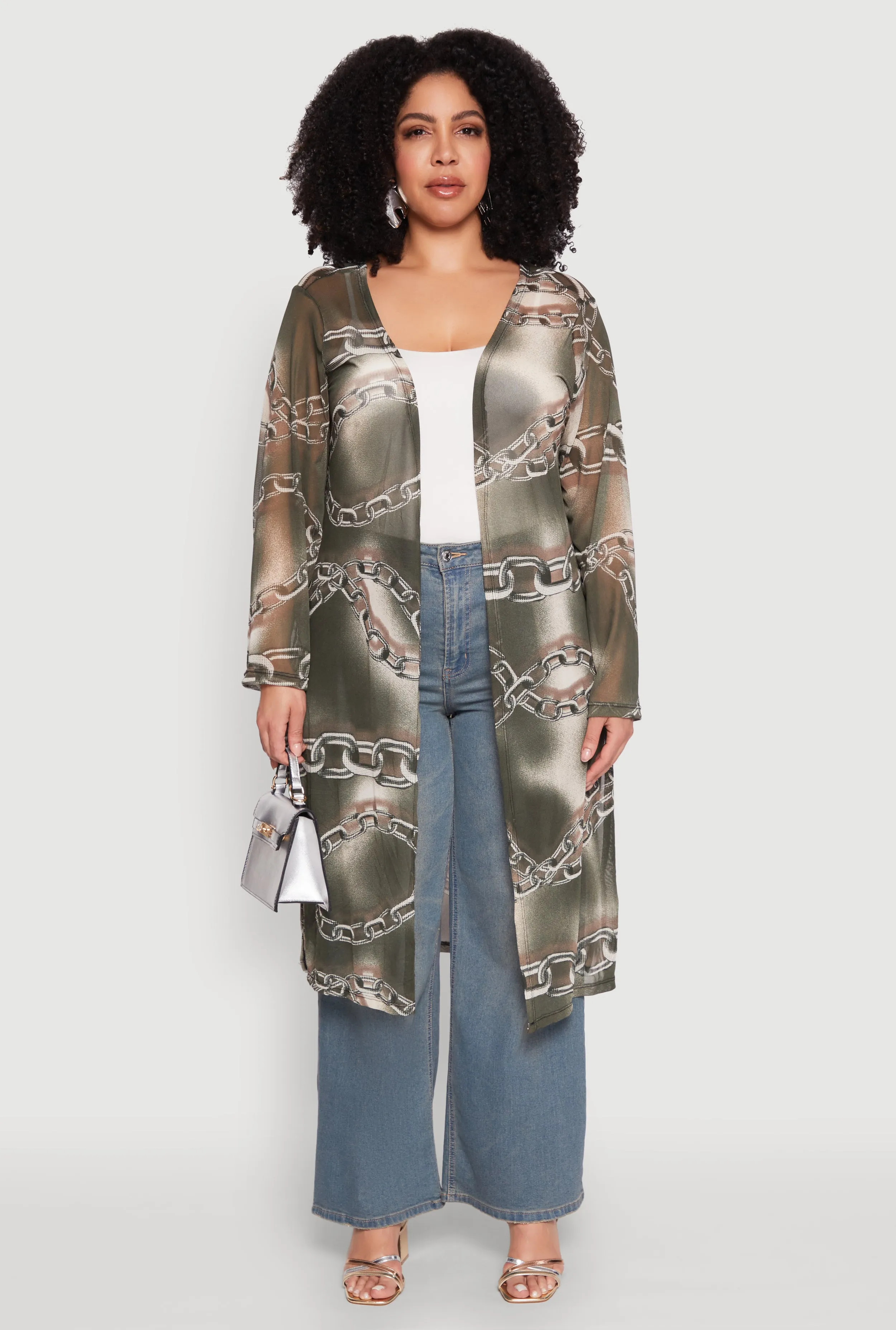 Plus Size Patterned Chain Print Mesh Duster sold by Rainbow product image thumbnail 2