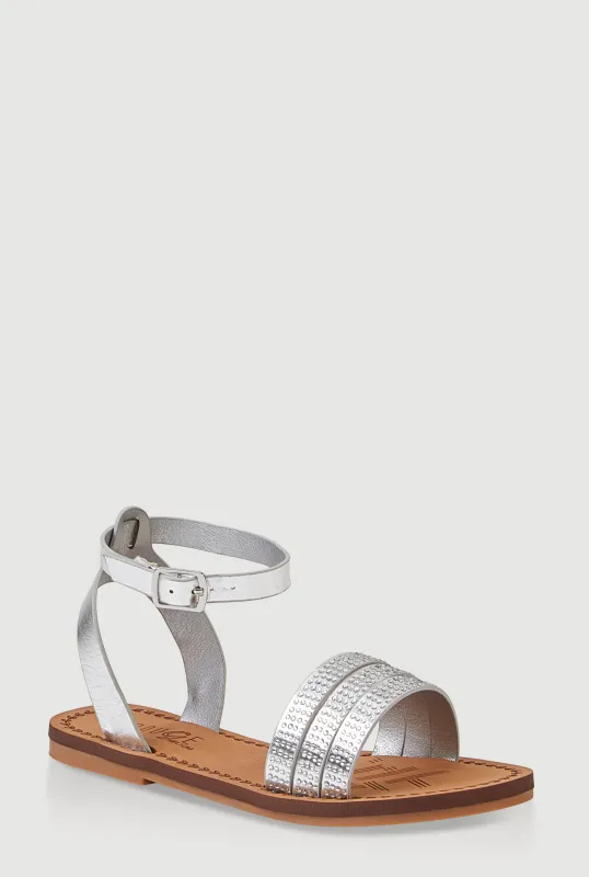 Girls Triple Rhinestone Band Sandals sold by Rainbow