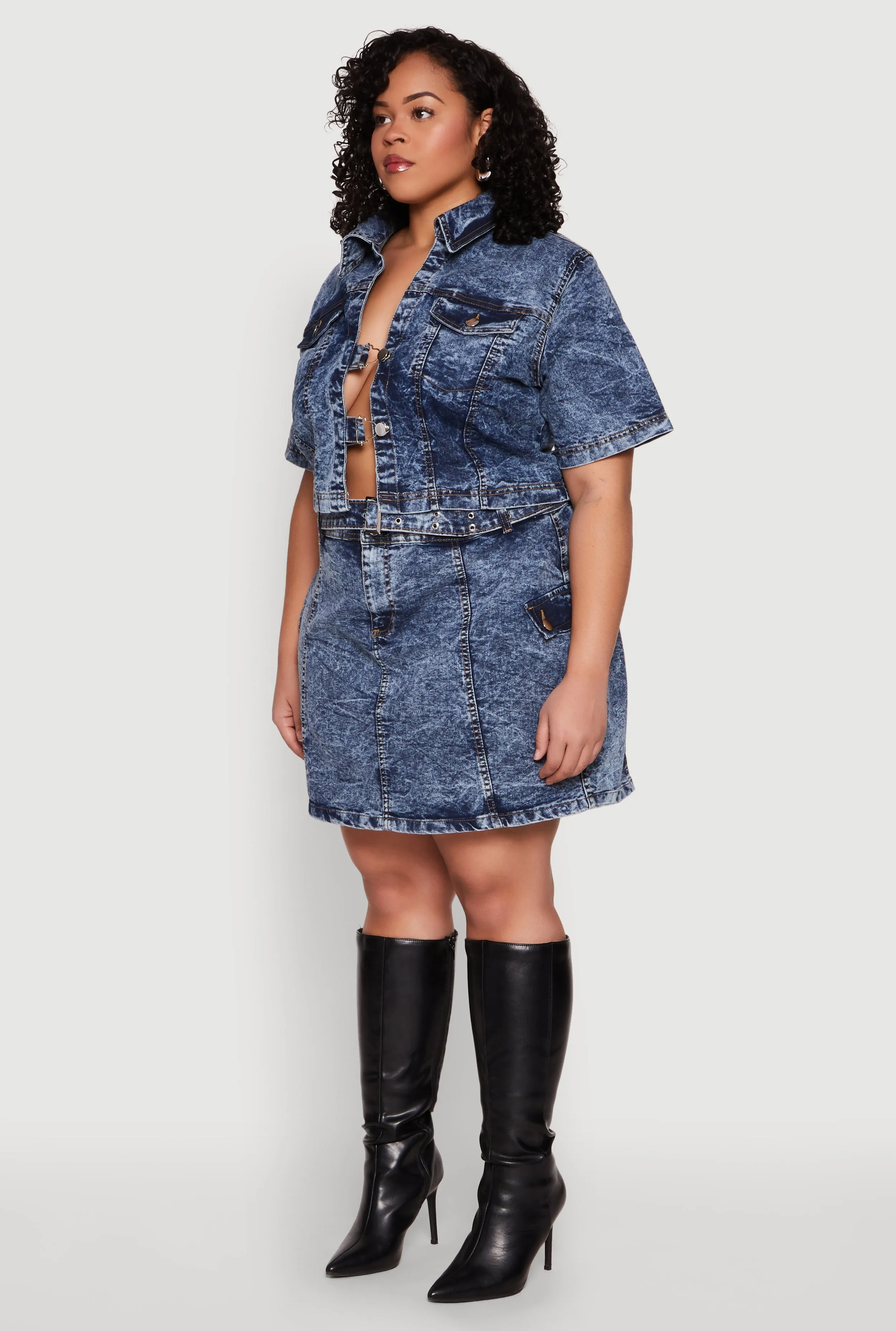 Plus Size Spoon Jeans Mineral Wash Pintuck Skirt sold by Rainbow product image thumbnail 5