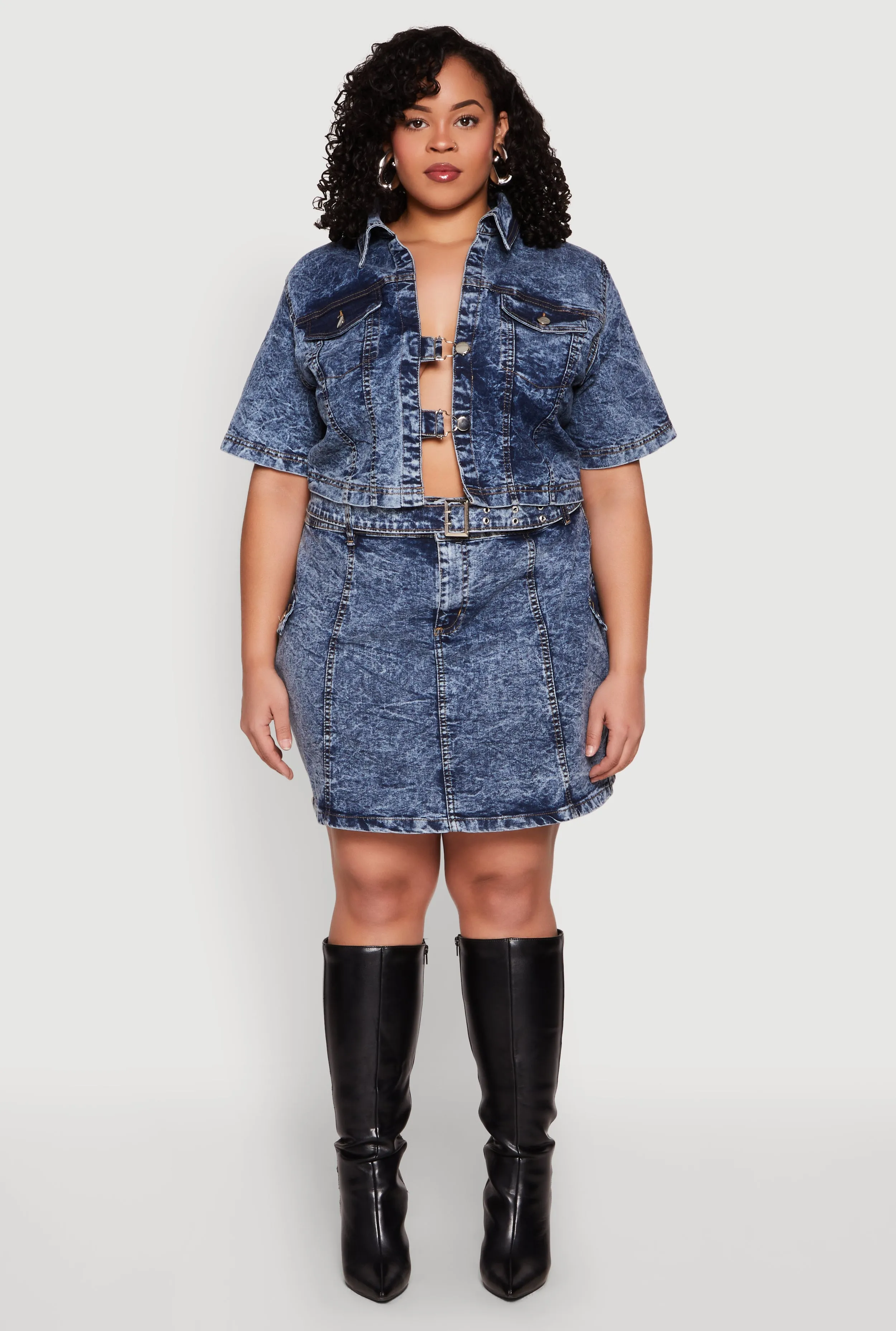 Plus Size Spoon Jeans Mineral Wash Pintuck Skirt sold by Rainbow product image thumbnail 3