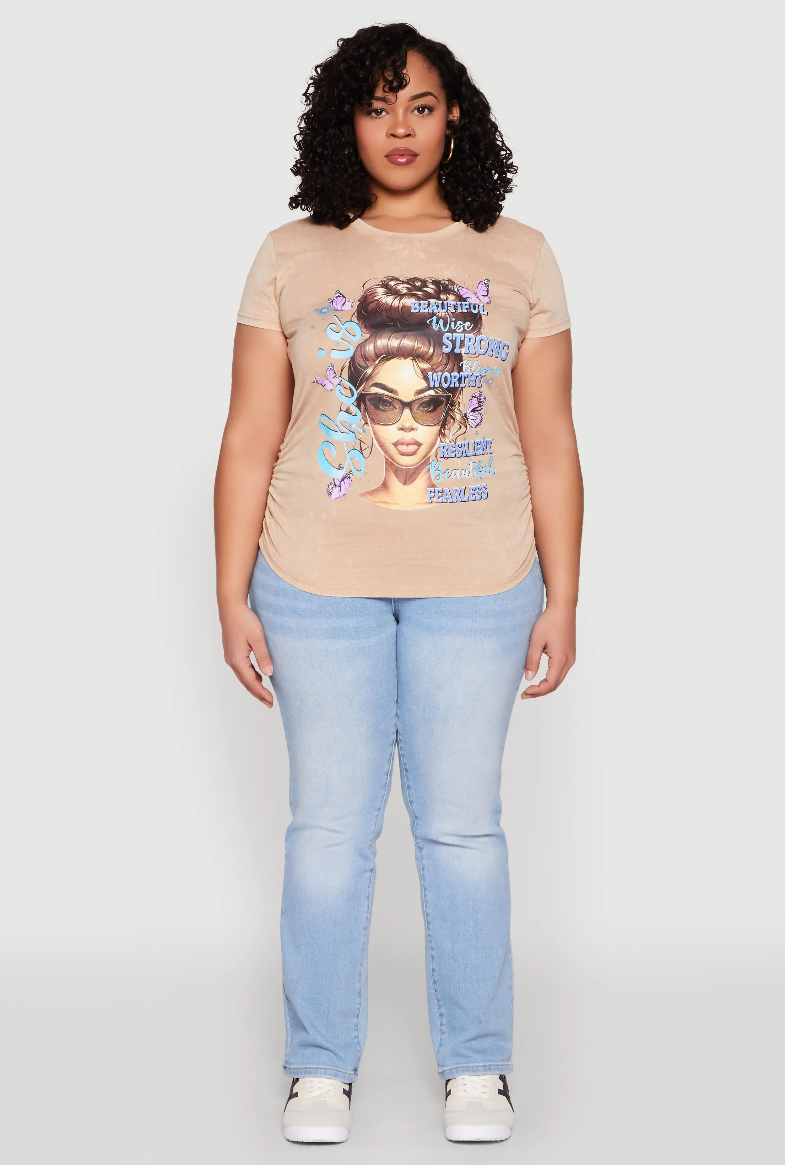 Plus Size Mineral Wash She Is Graphic Tee sold by Rainbow product image thumbnail 3