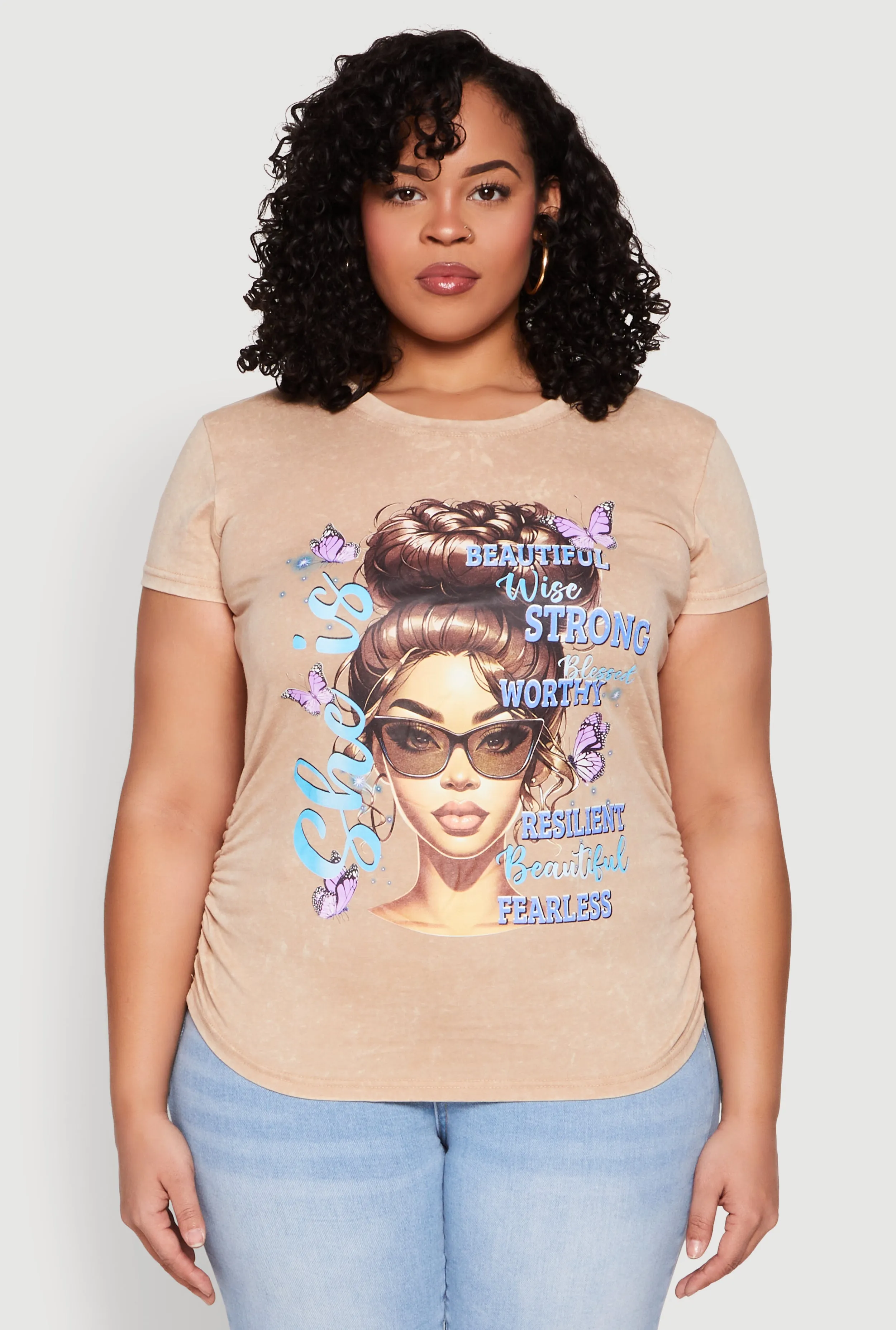 Plus Size Mineral Wash She Is Graphic Tee sold by Rainbow product image thumbnail 2
