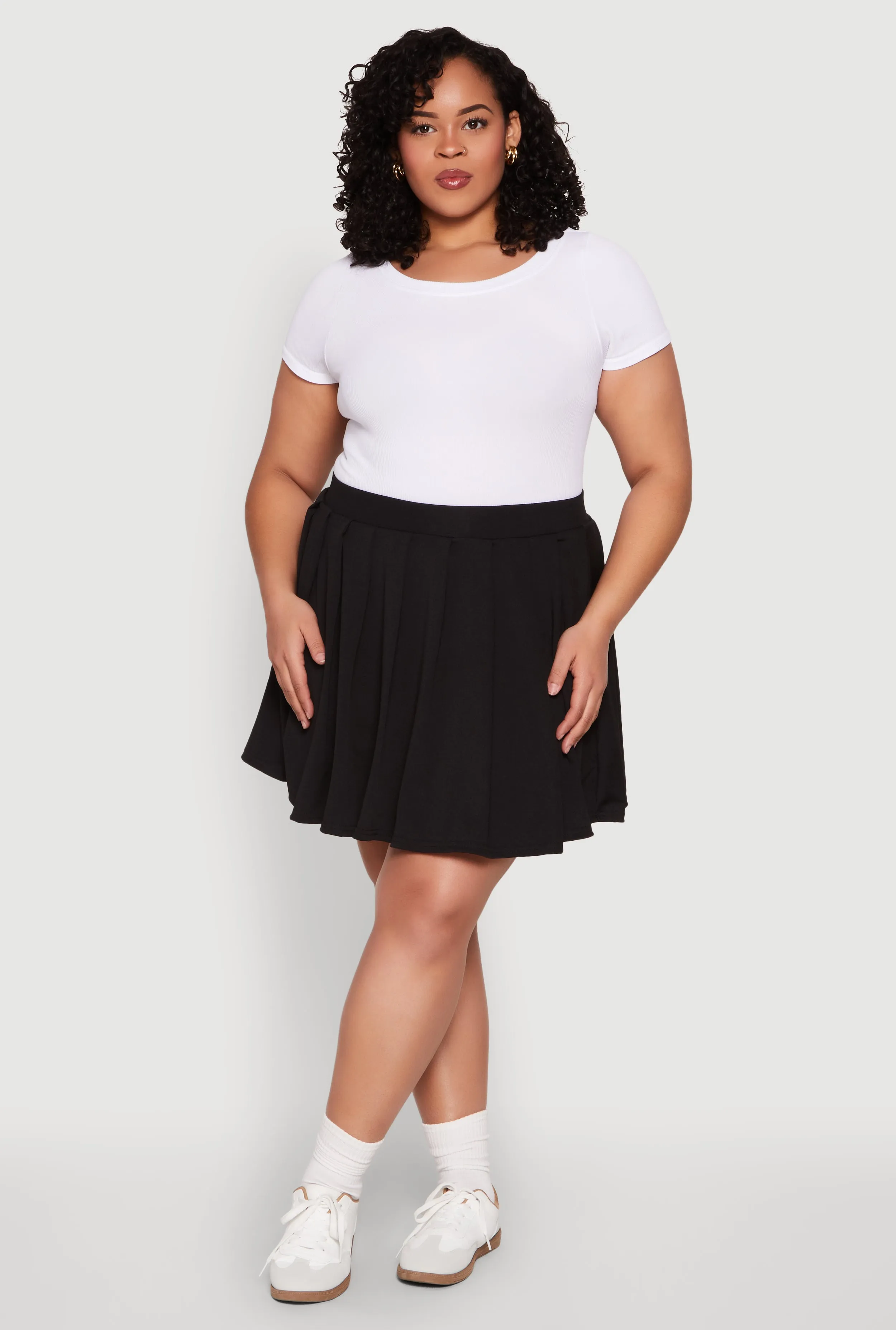Plus Size High Waisted Pleated Tennis Skirt sold by Rainbow product image thumbnail 2