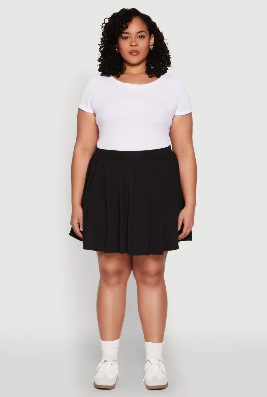 Plus Size High Waisted Pleated Tennis Skirt sold by Rainbow