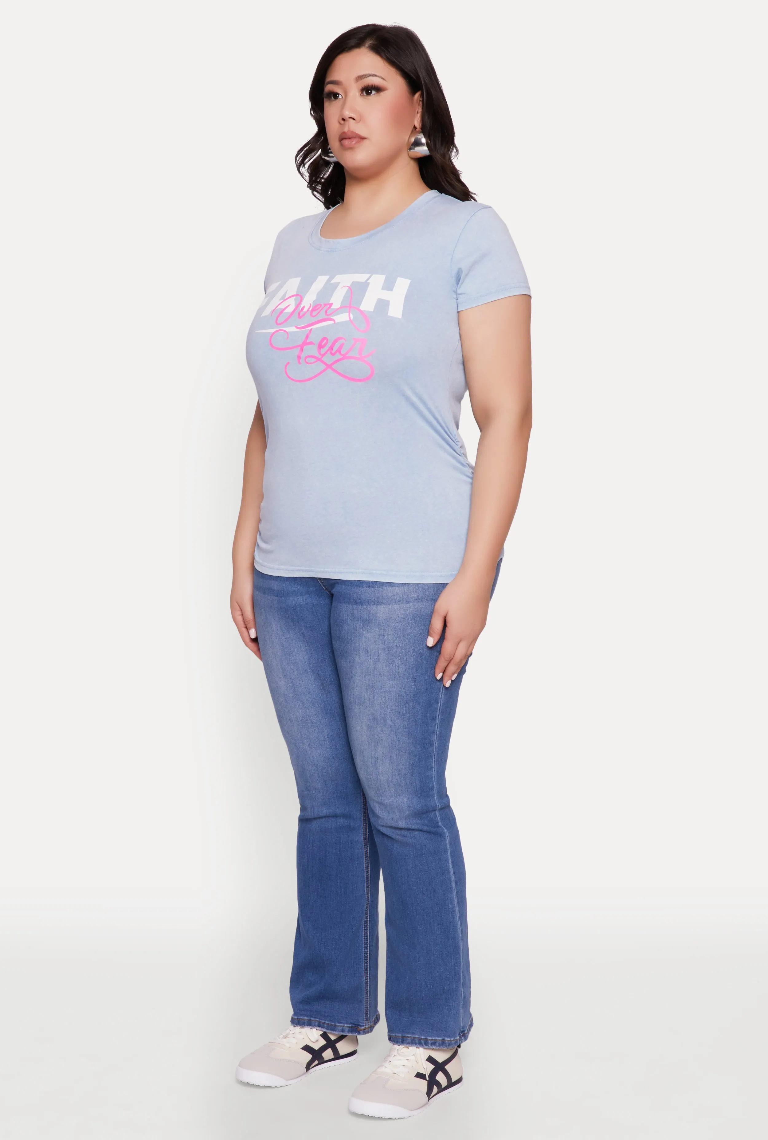 Plus Size Mineral Wash Faith Over Fear Graphic Tee sold by Rainbow product image thumbnail 5