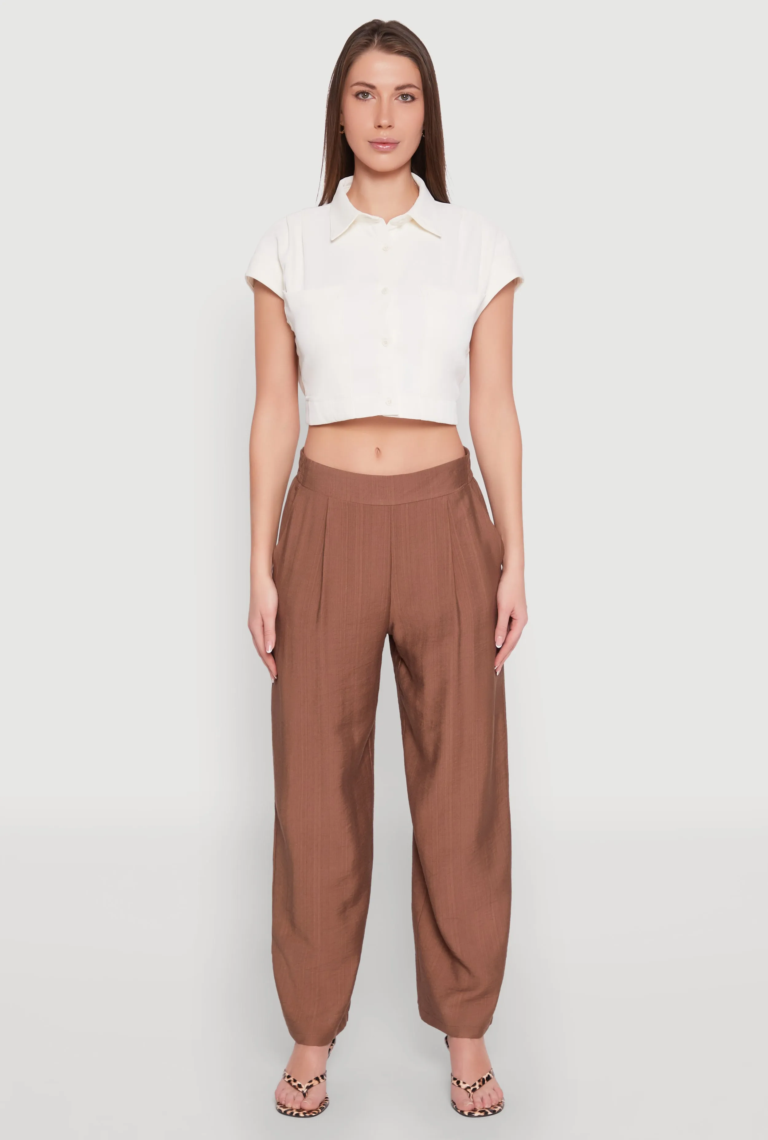 Cap Sleeve Cropped Shirt sold by Rainbow product image thumbnail 3