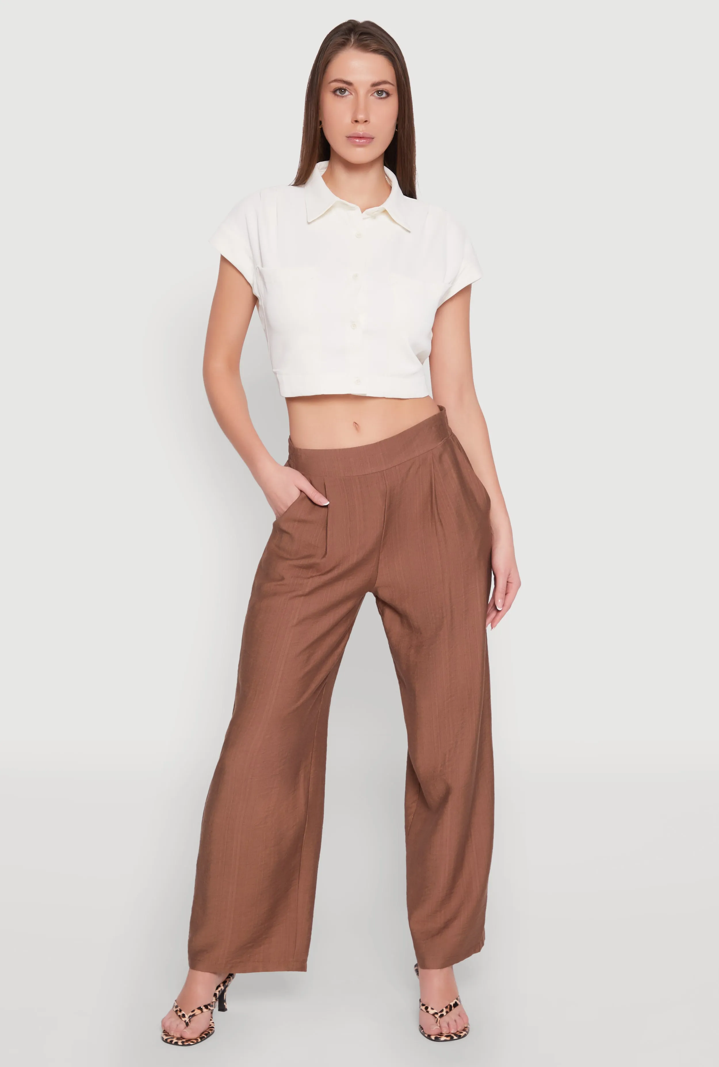 Cap Sleeve Cropped Shirt sold by Rainbow