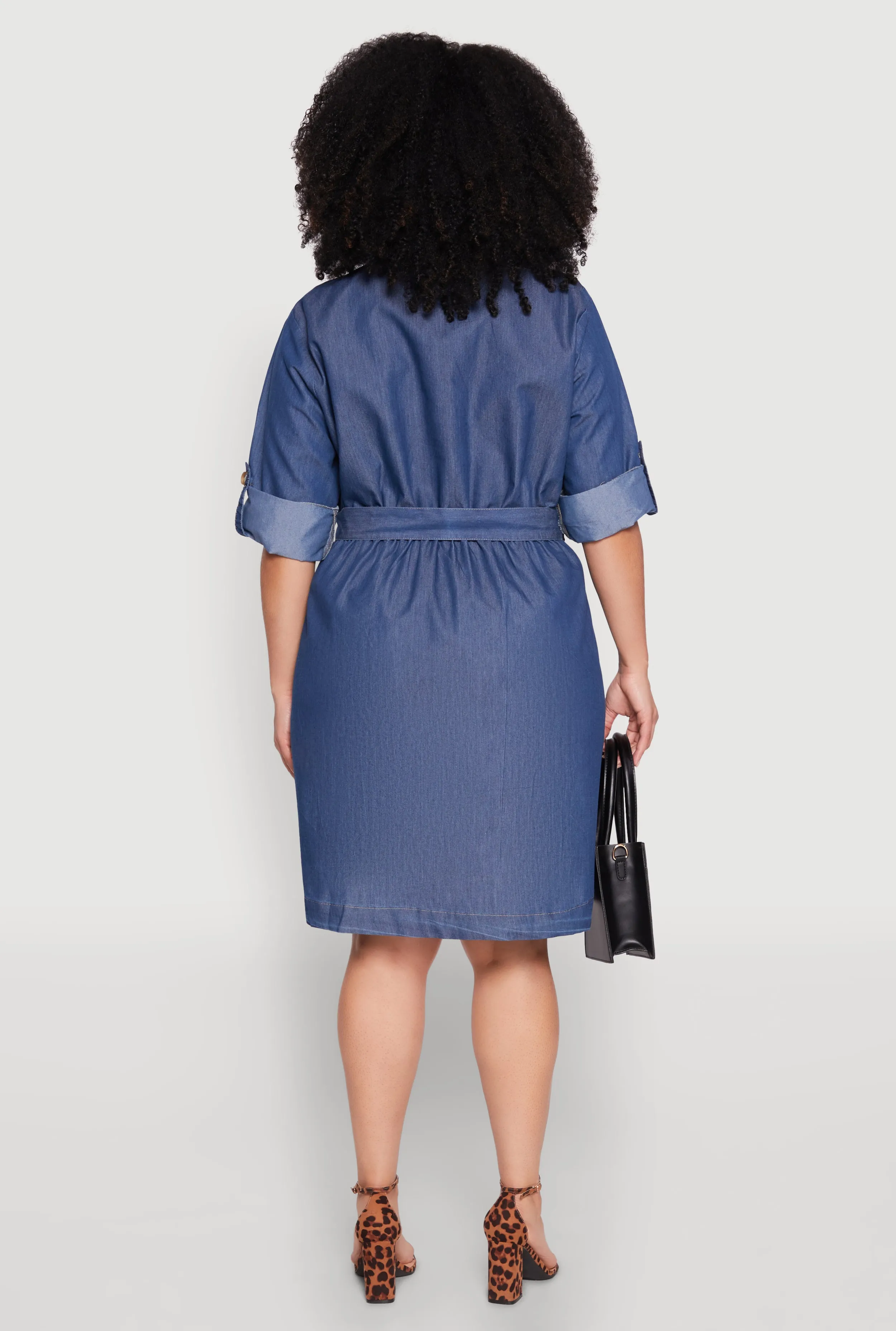 Plus Size Chambray Button Front Shirt Dress sold by Rainbow product image thumbnail 5