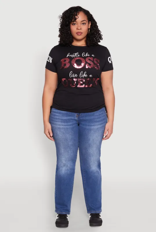 Plus Size Hustle Like A Boss Live Like A Queen Top sold by Rainbow
