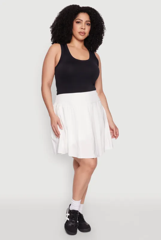 Plus Size High Waist Pleated Tennis Skirt sold by Rainbow