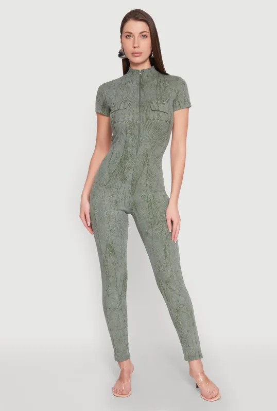 Mineral Wash Half Zip Jumpsuit sold by Rainbow