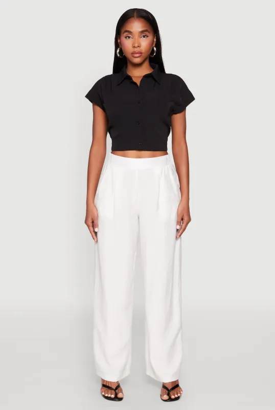 Cap Sleeve Cropped Shirt sold by Rainbow