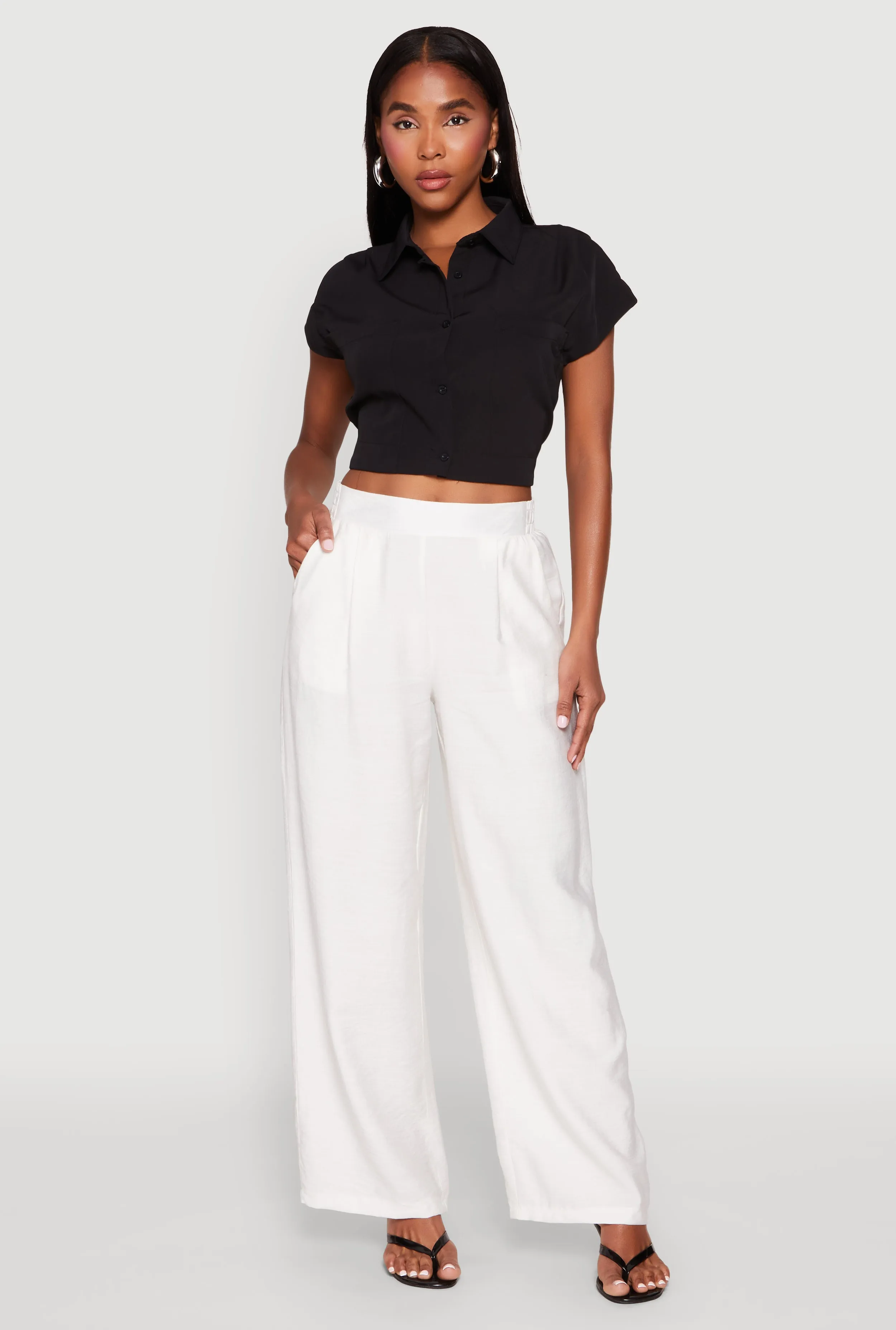 Cap Sleeve Cropped Shirt sold by Rainbow product image thumbnail 3