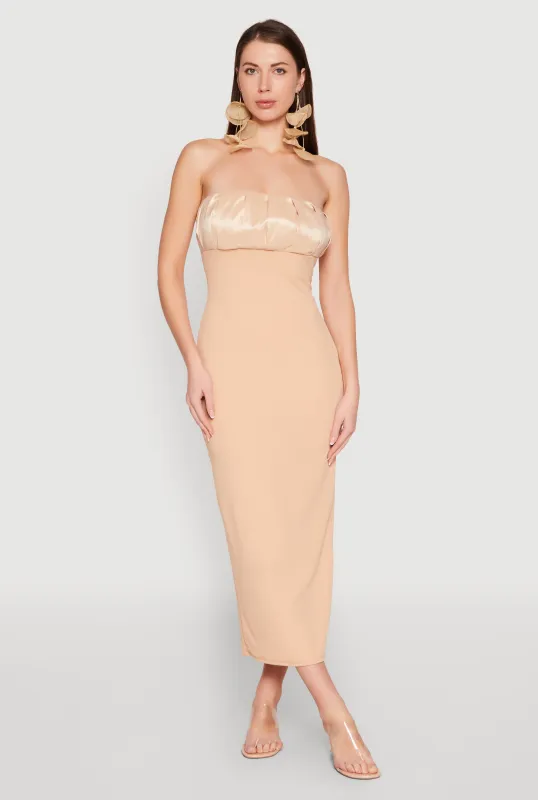 Empire Waist Slit Back Maxi Dress sold by Rainbow