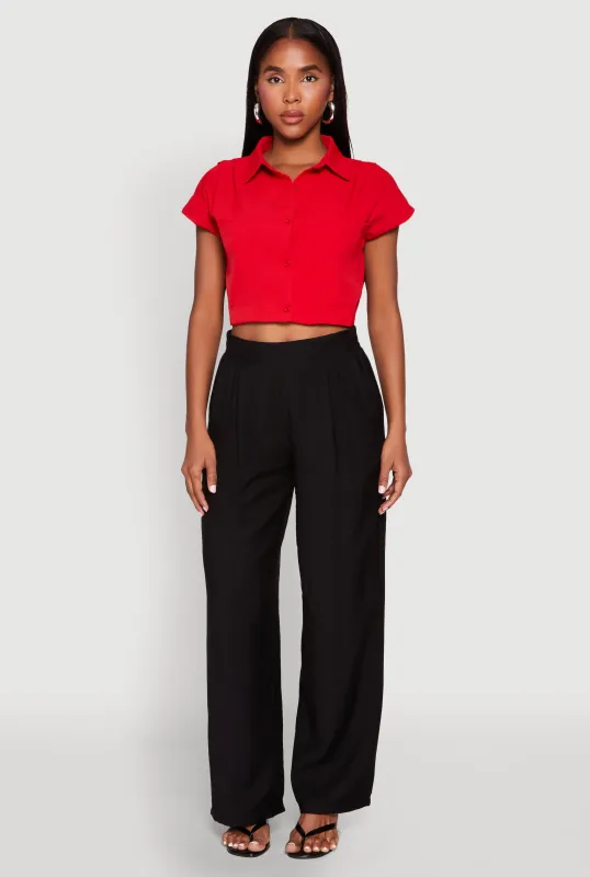 Cap Sleeve Cropped Shirt sold by Rainbow