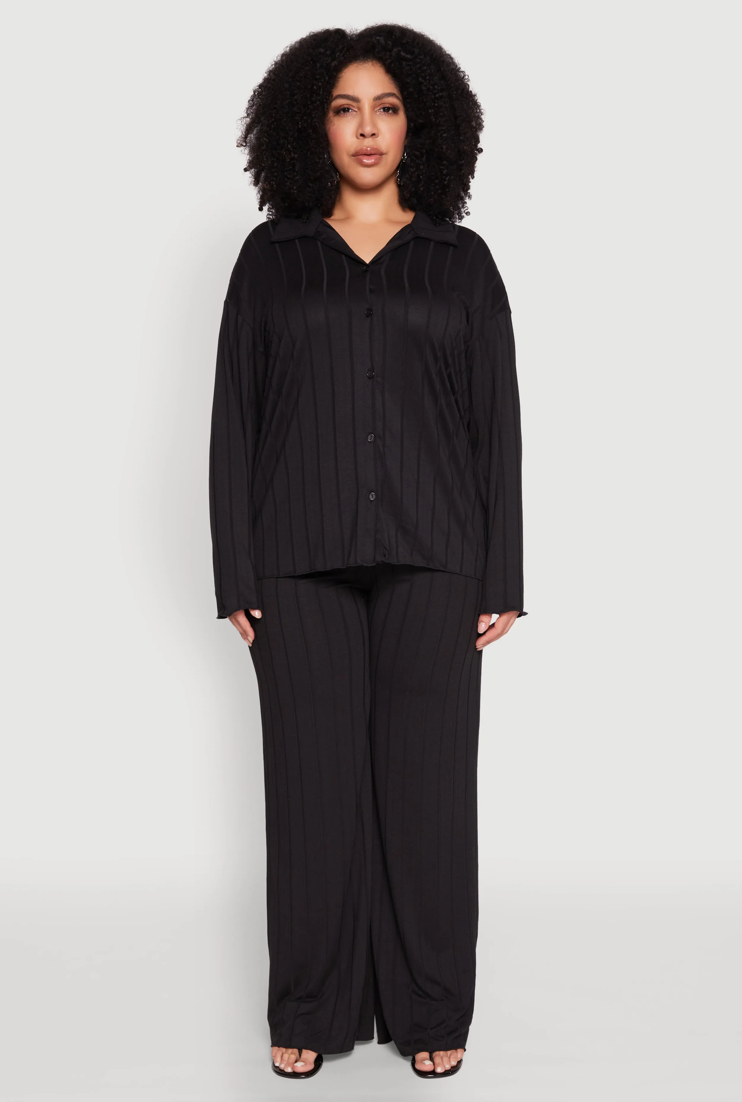 Plus Size Ribbed Knit Wide Leg Pants sold by Rainbow product image thumbnail 2