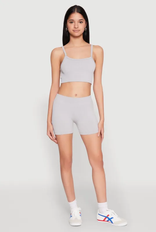 Seamless Cropped Cami and Shorts Set sold by Rainbow