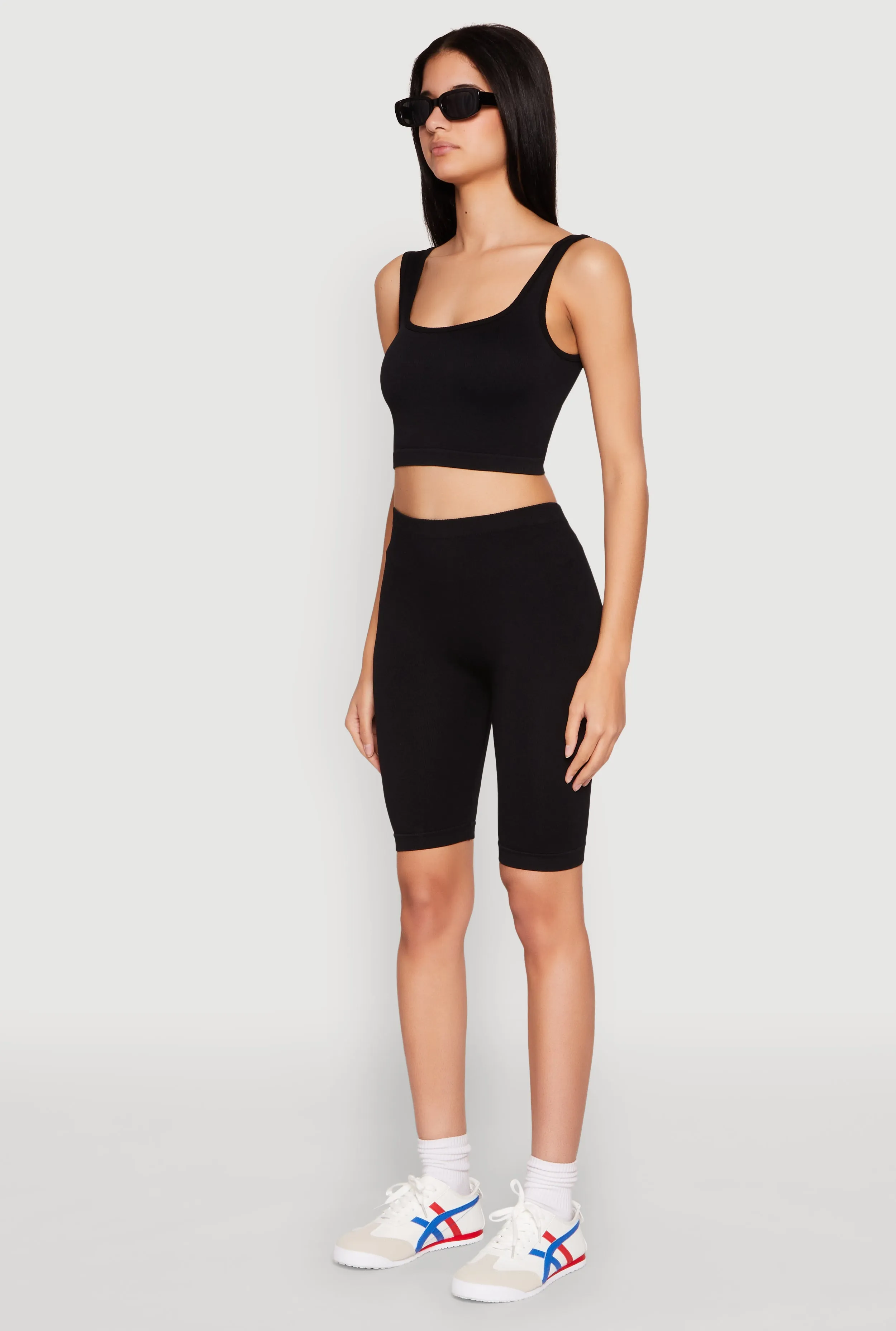 Seamless Square Neck Crop Top and Biker Shorts sold by Rainbow product image thumbnail 3